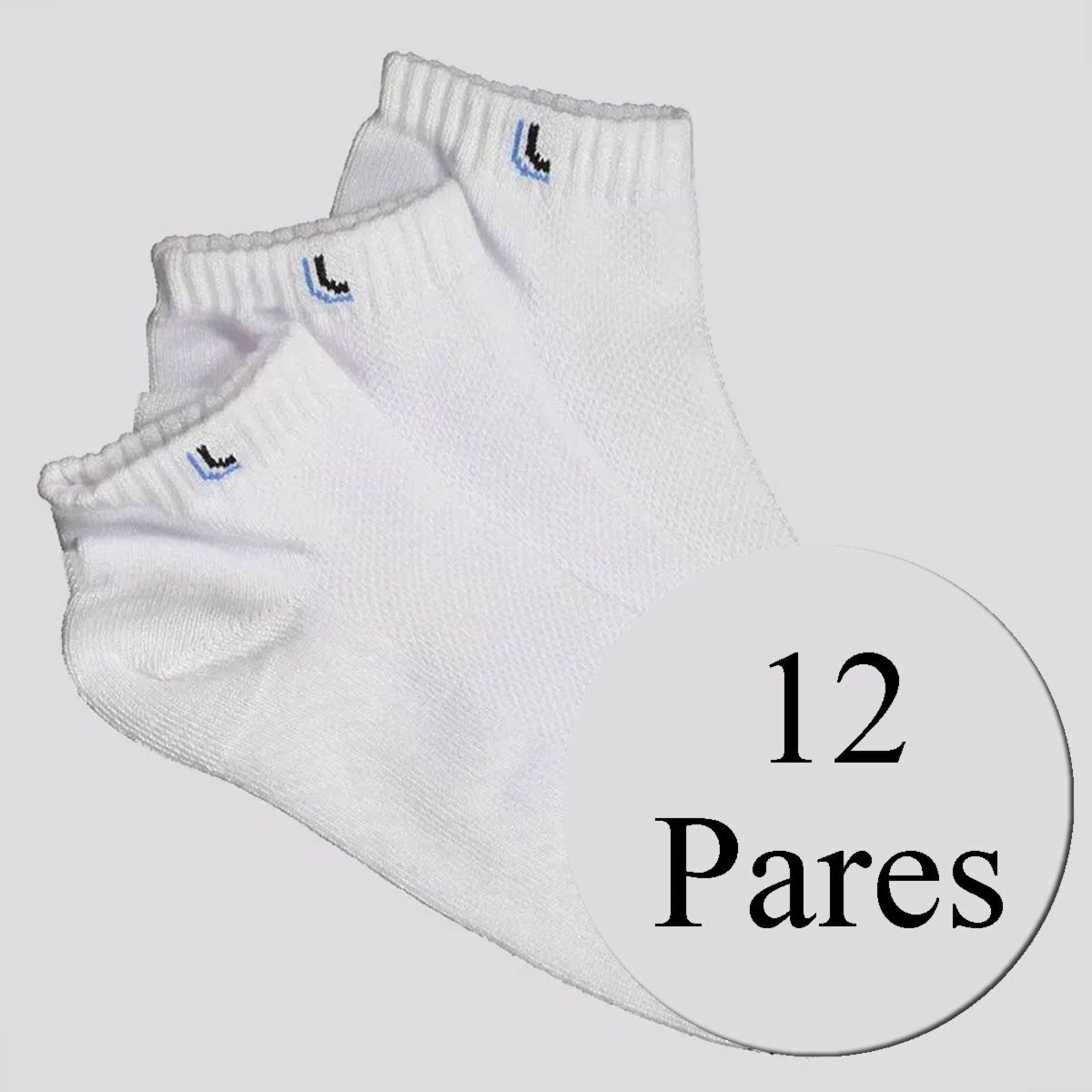 Vista 2 Kit Meia Lupo Walk Cano Curto 12 Pares Branca Lupo branco