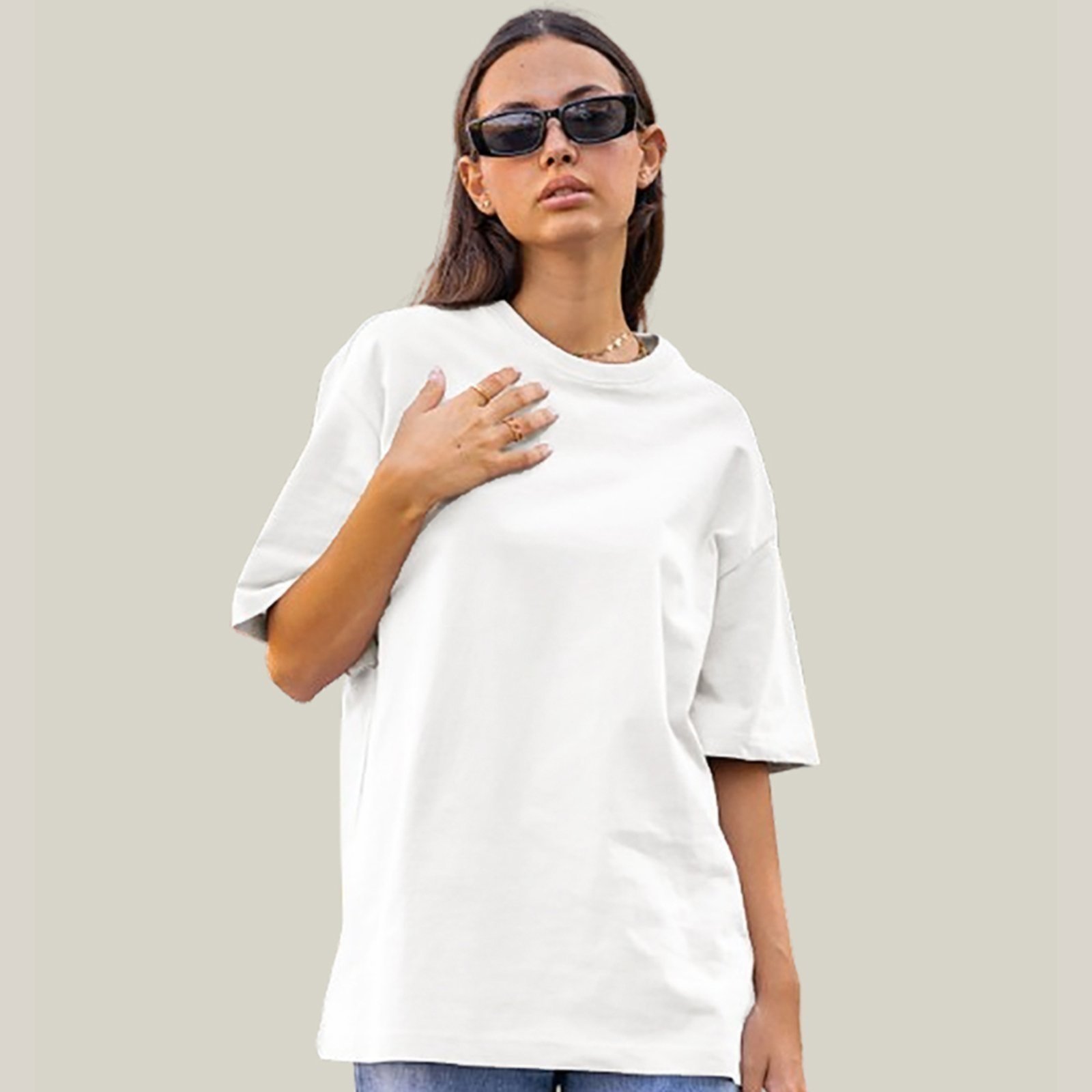 Camiseta Oversized Feminina Branca Algodão Prime WSS Basic Branco