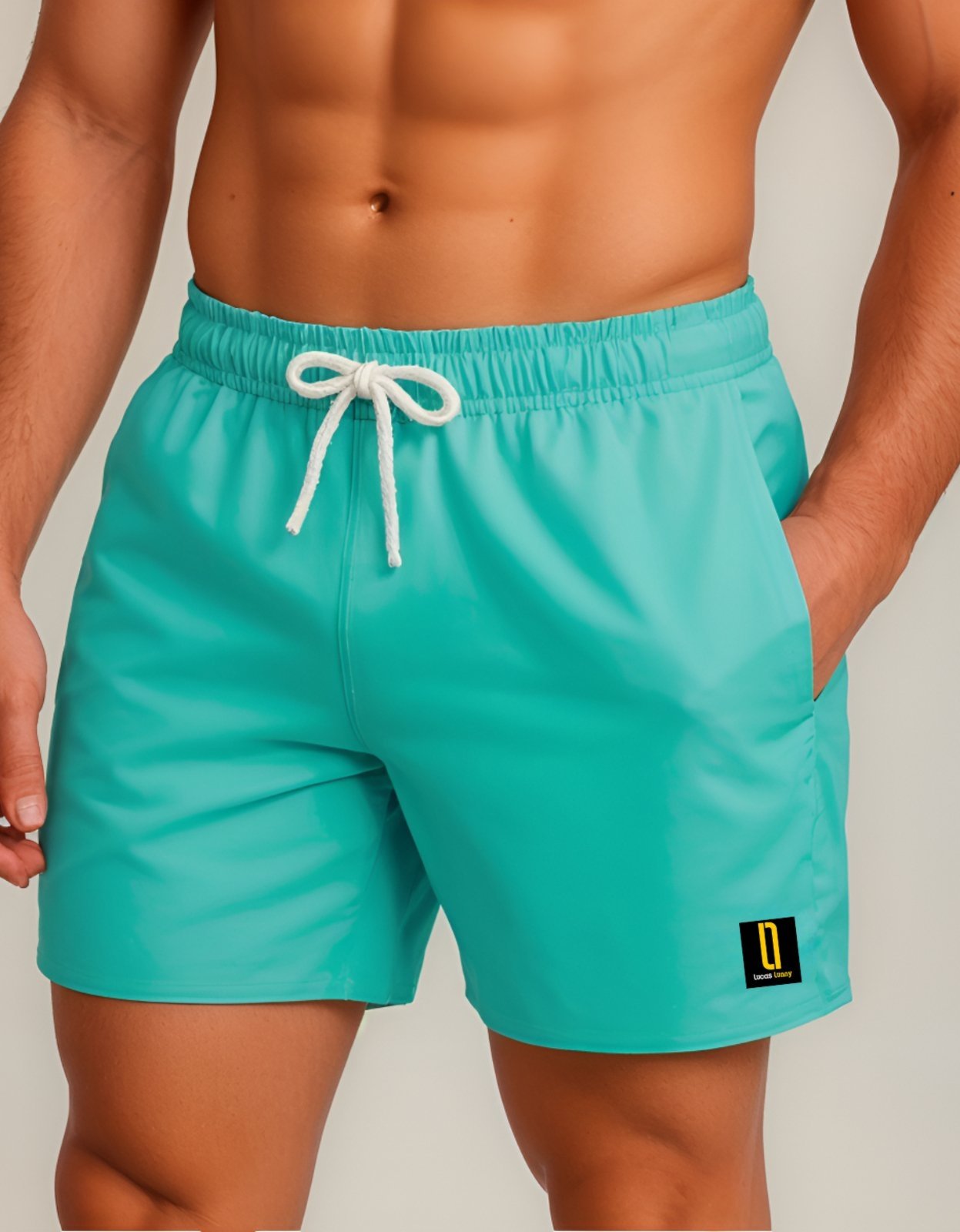 Short Masculino Bermuda Praia Casual Mauricinho Jr Rf. 002 Verde Celeste