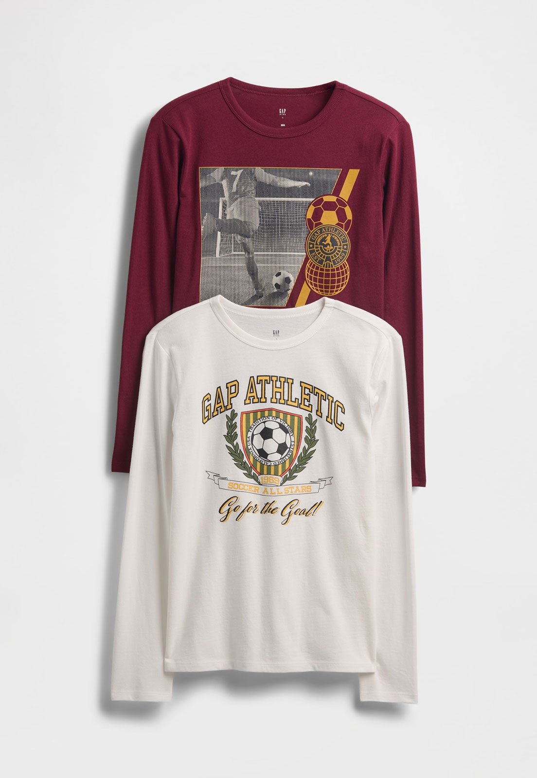 Vista 2 Kit 2 Camisetas GAP Manga Longa Vinho e Off-White vinho white GAP vinho white