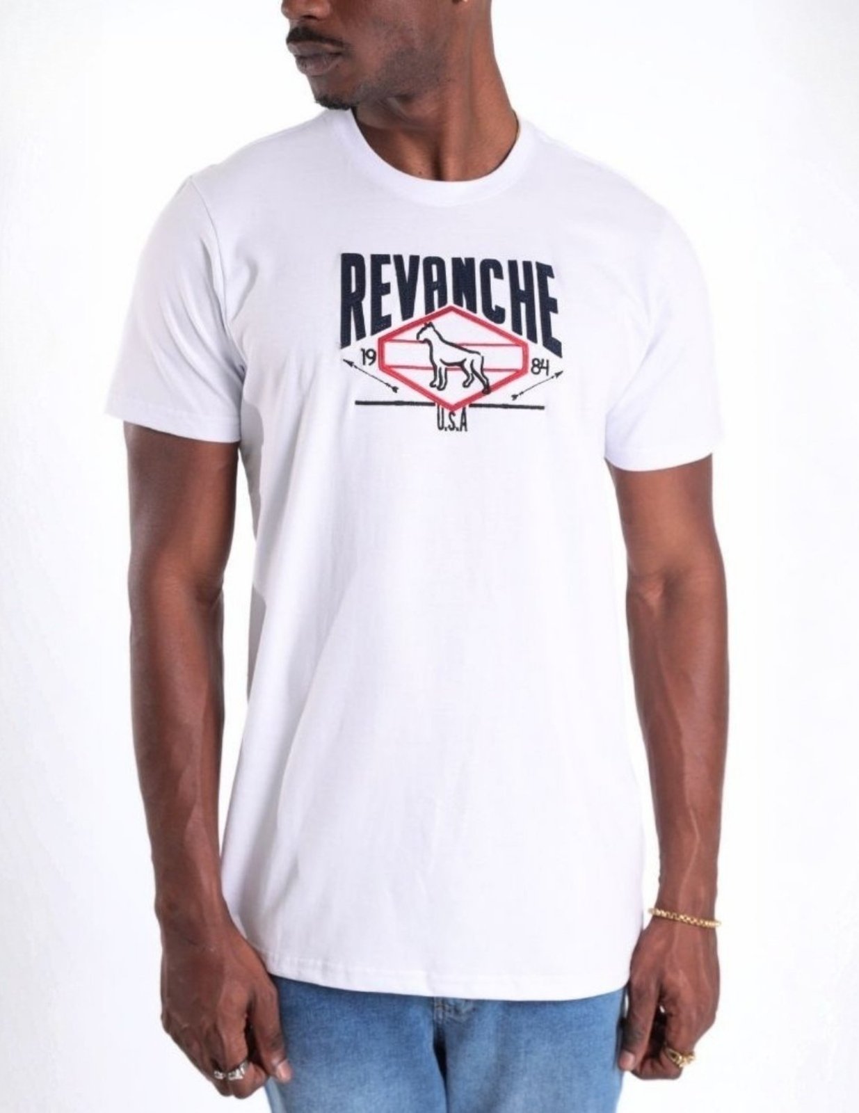 Camiseta Masculina Manga Curta Bordada Revanche USA-CT.MAS.00221