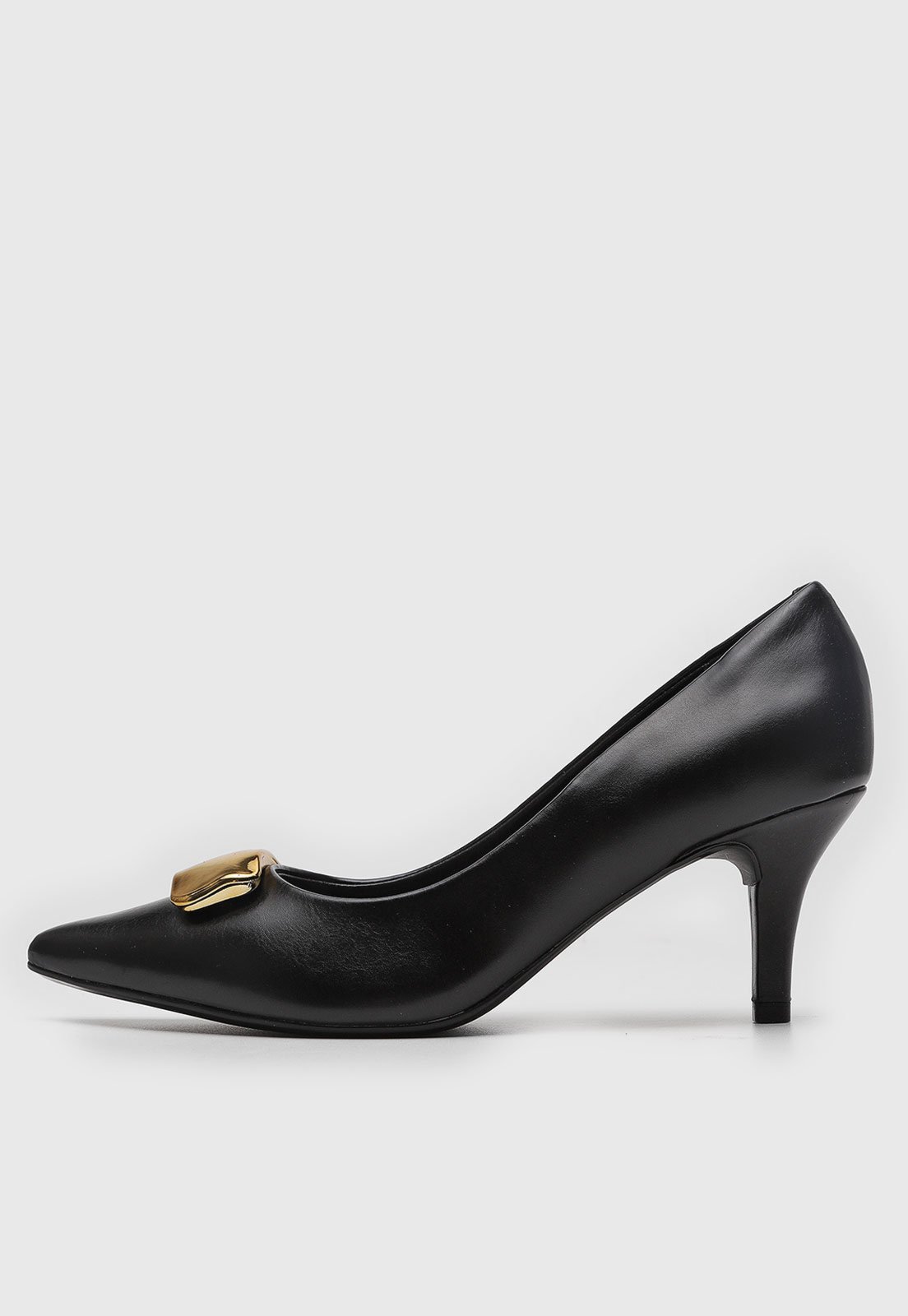 Scarpin Feminino Vizzano Salto Fino Bico Fino Detalhe Metálico Preto
