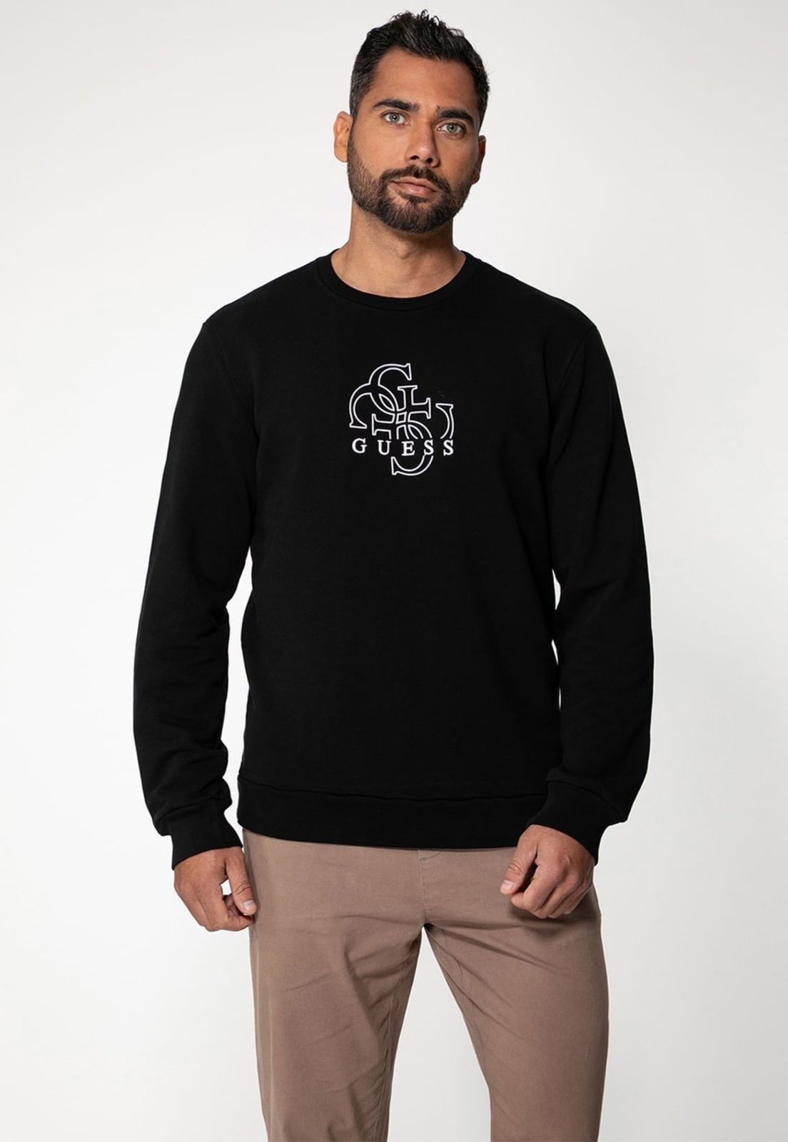 Blusa Guess de Moletom Logo 4G Bordado Preto