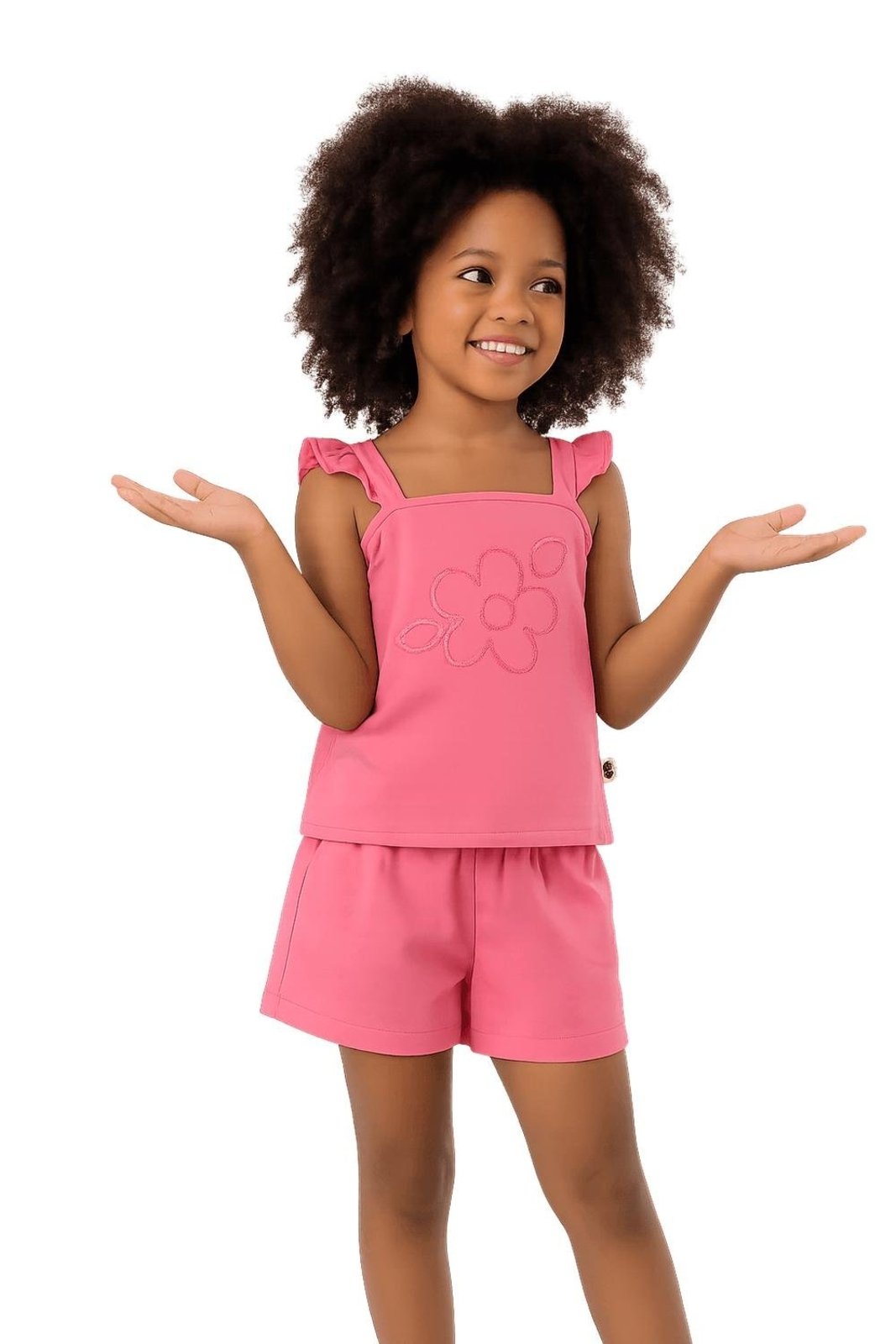 Infantil - Conjunto Menina Florzinha Feliz Alphabeto Cereja Vermelho