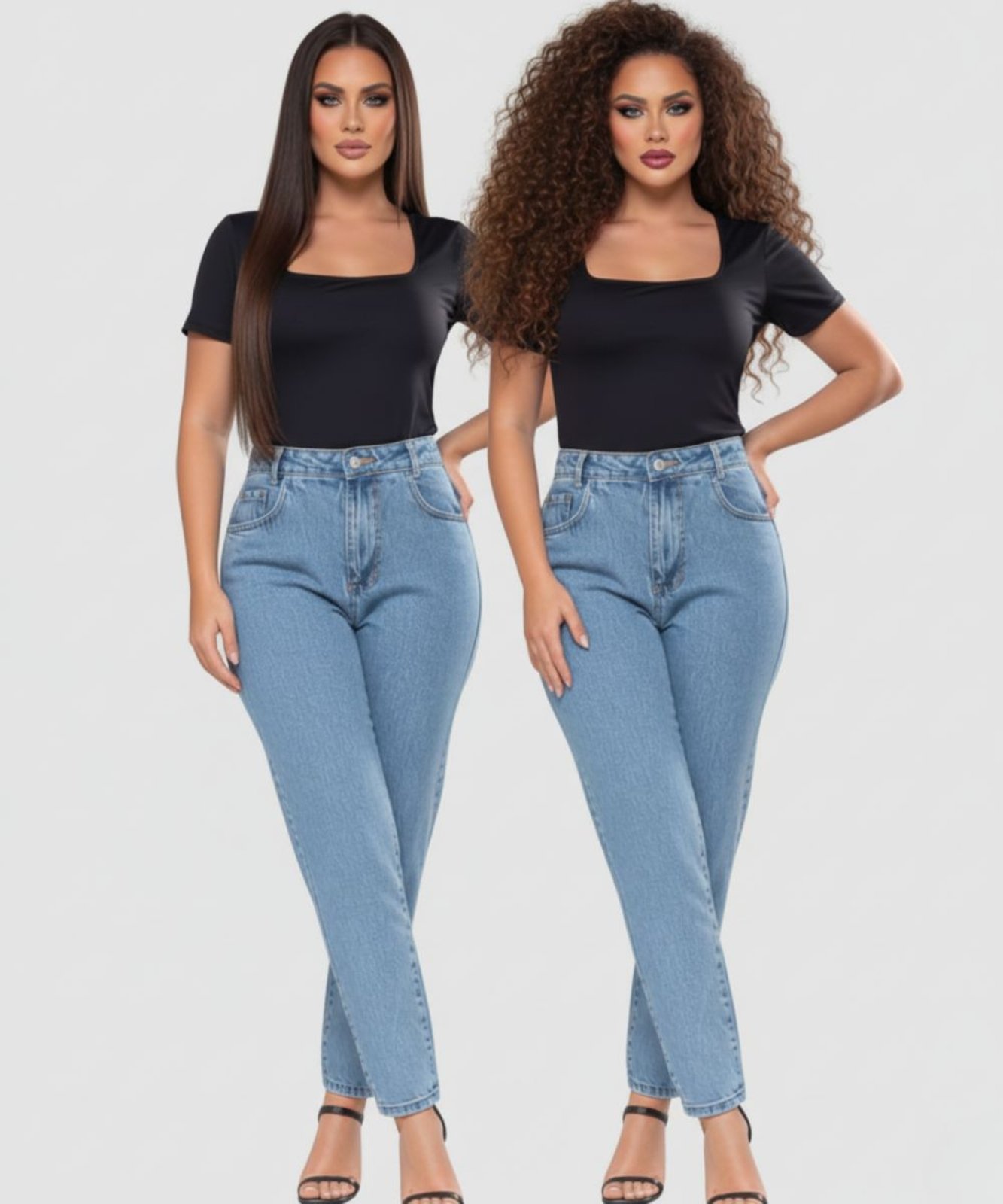 Calça Jeans Feminina Mom Alpha Street Wear Fashion e Confortavel Estilo Blogueira Azul Claro