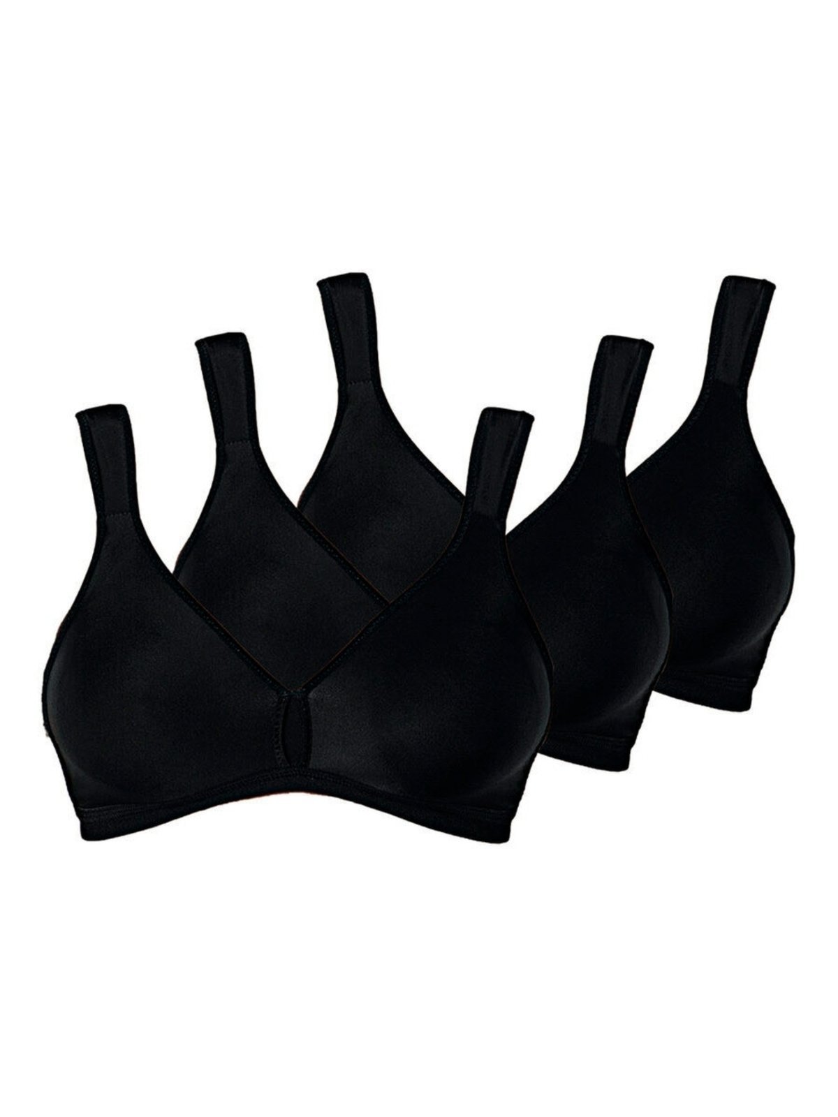 Kit com 3 Sutiãs sem Aro e sem Bojo Olimpo Conforto Demillus 61004 Preto