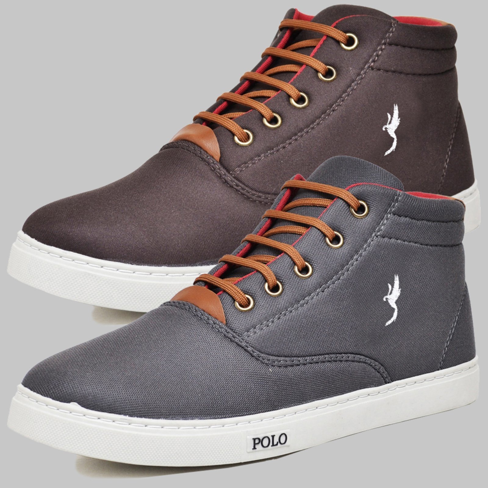 Kit 2 Pares Sapatênis Casual Botinha Masculino Polo Blu Cinza/Café