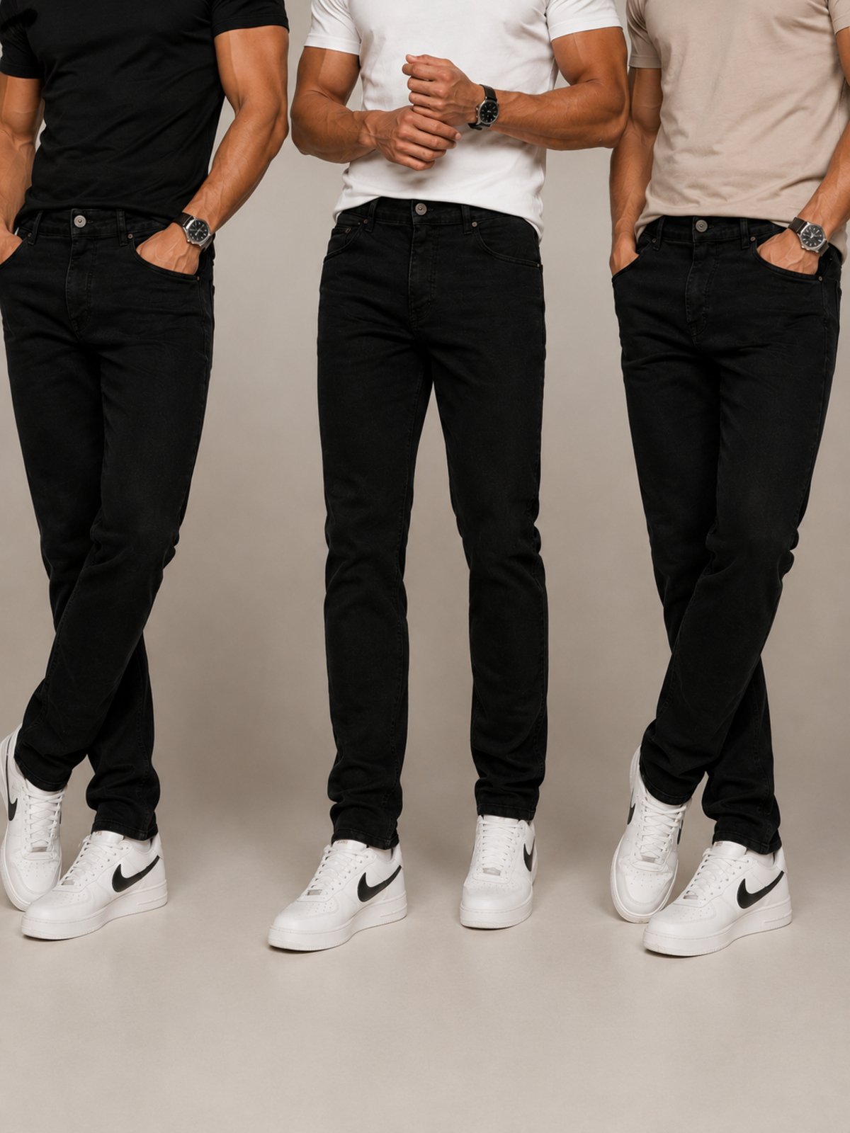 Kit 3 Calças Jeans Slim Masculinas Tex Jeans Premium com Elastano Preta
