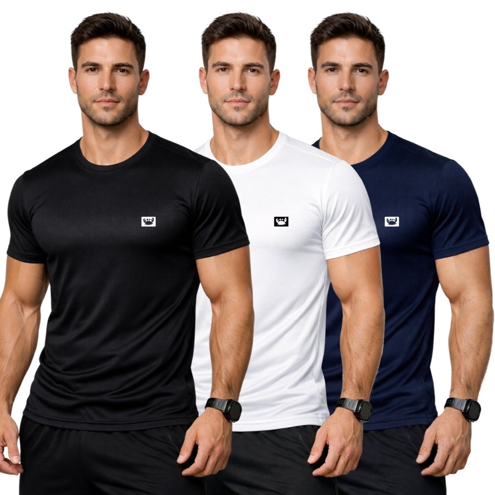Kit 3 Camisetas Masculinas Dry Fit Esportivas Gola Redonda Siri