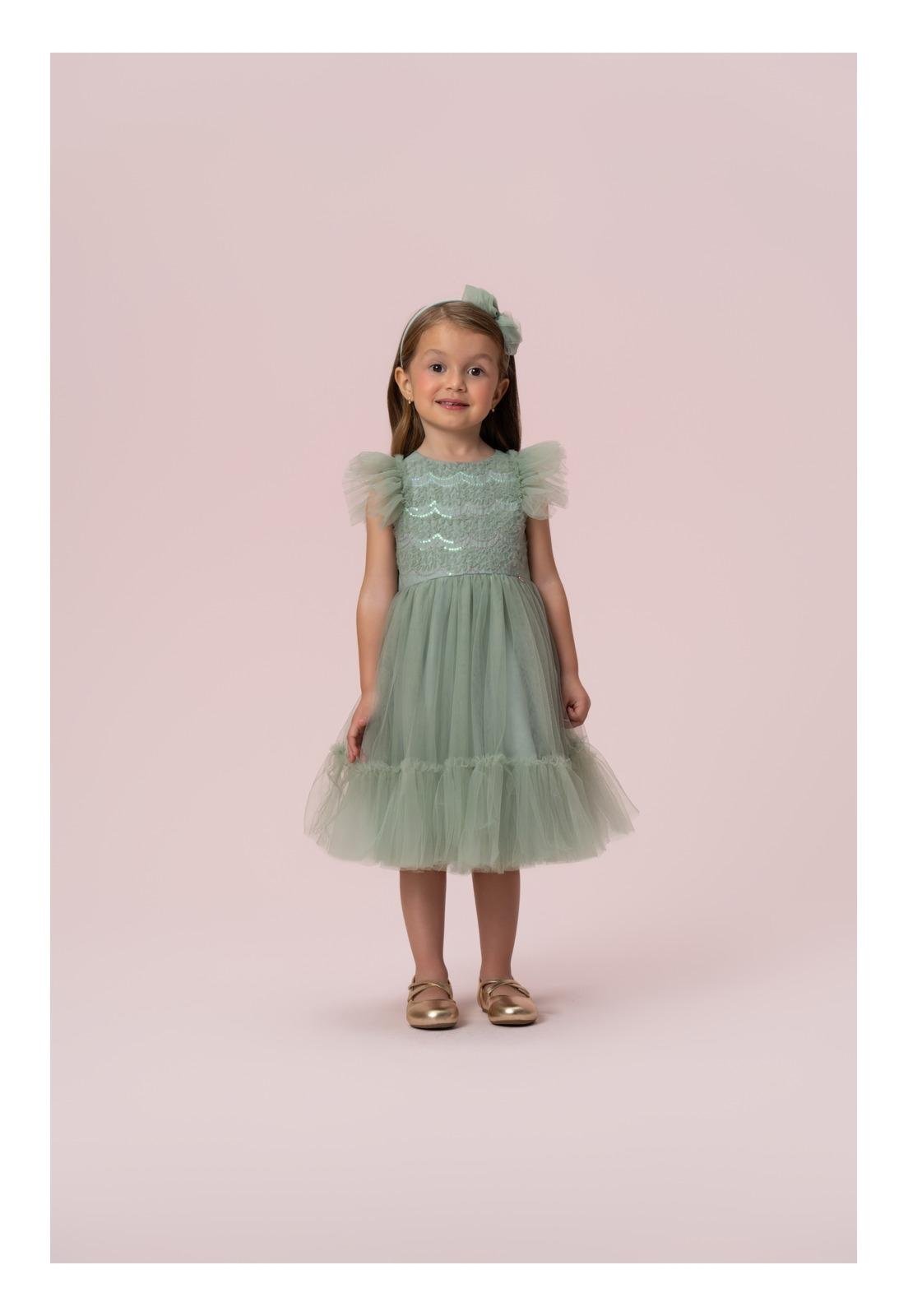 Infantil - Vestido Festa Verde Tule Petit Cherie 1 Verde