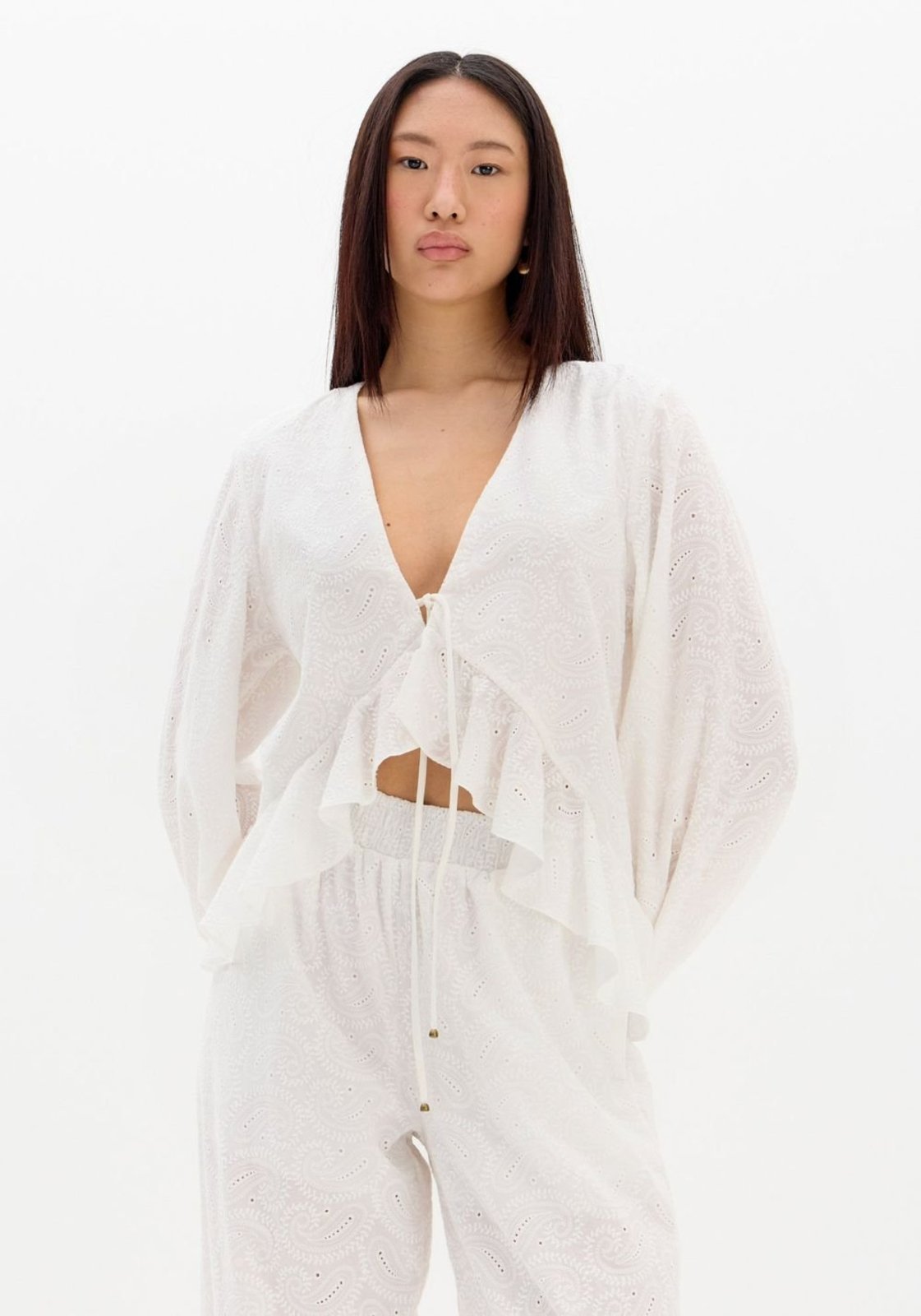 Blusa Laise Manga Longa Com Babados My Favorite Things