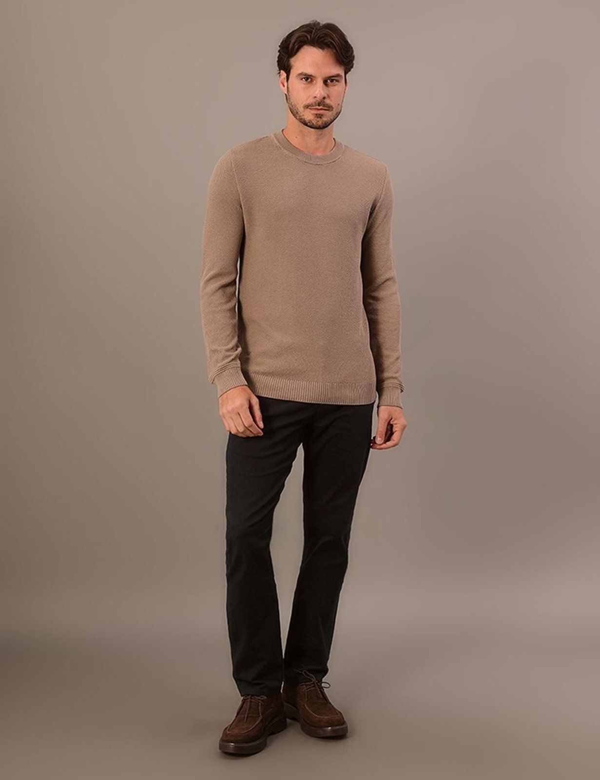 Tricot Masculino Cks Ponto Arroz - Caqui Medio Calvin Klein Jeans