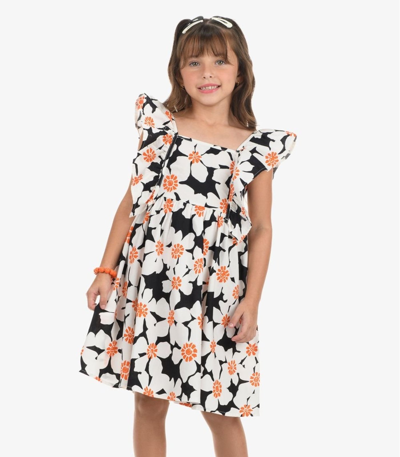 Infantil - Vestido Feminino Popeline Rovi Preto