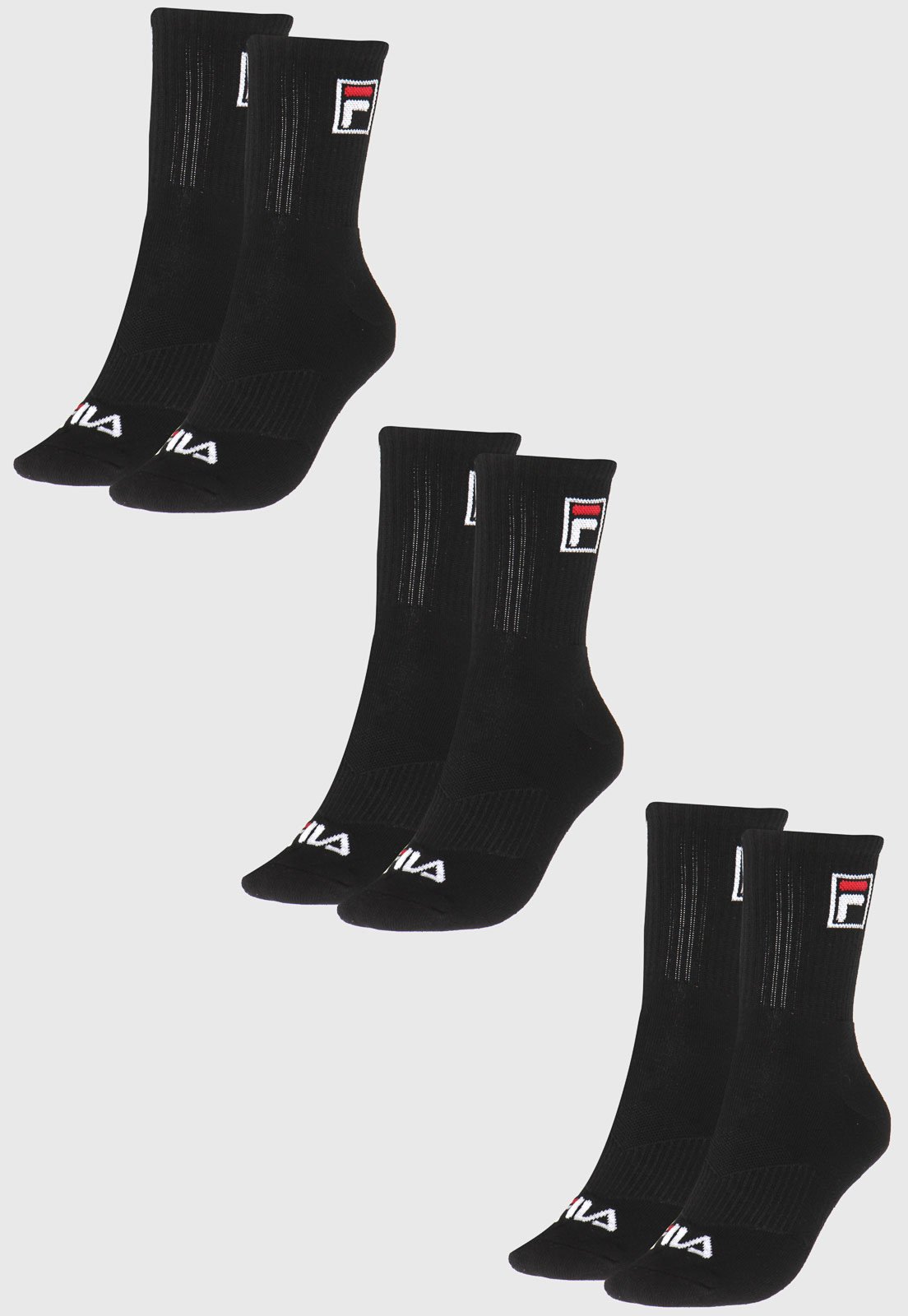 Vista 3 Kit 3pçs Meia Fila Cano Médio Fbox preto Fila preto