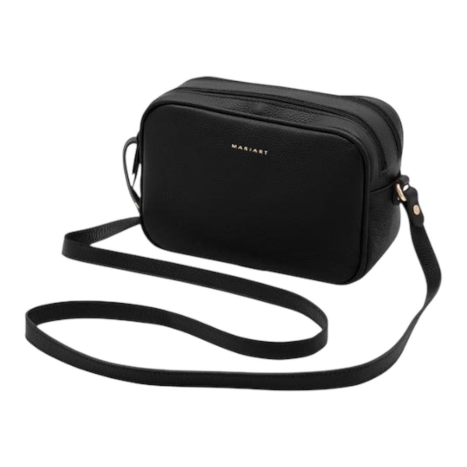Vista 2 Bolsa Feminina Transversal Couro Mariart Cajuína preto preto