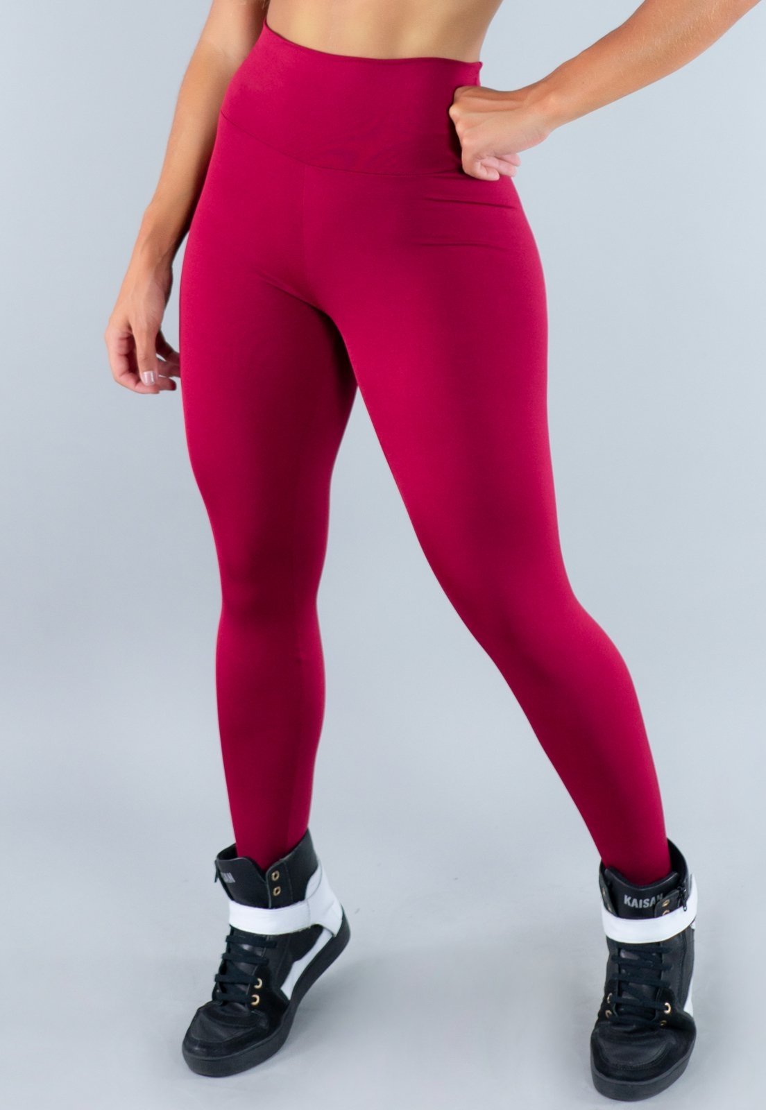 Calça Legging MVB Modas Cintura Alta Fitness Lisa Vinho