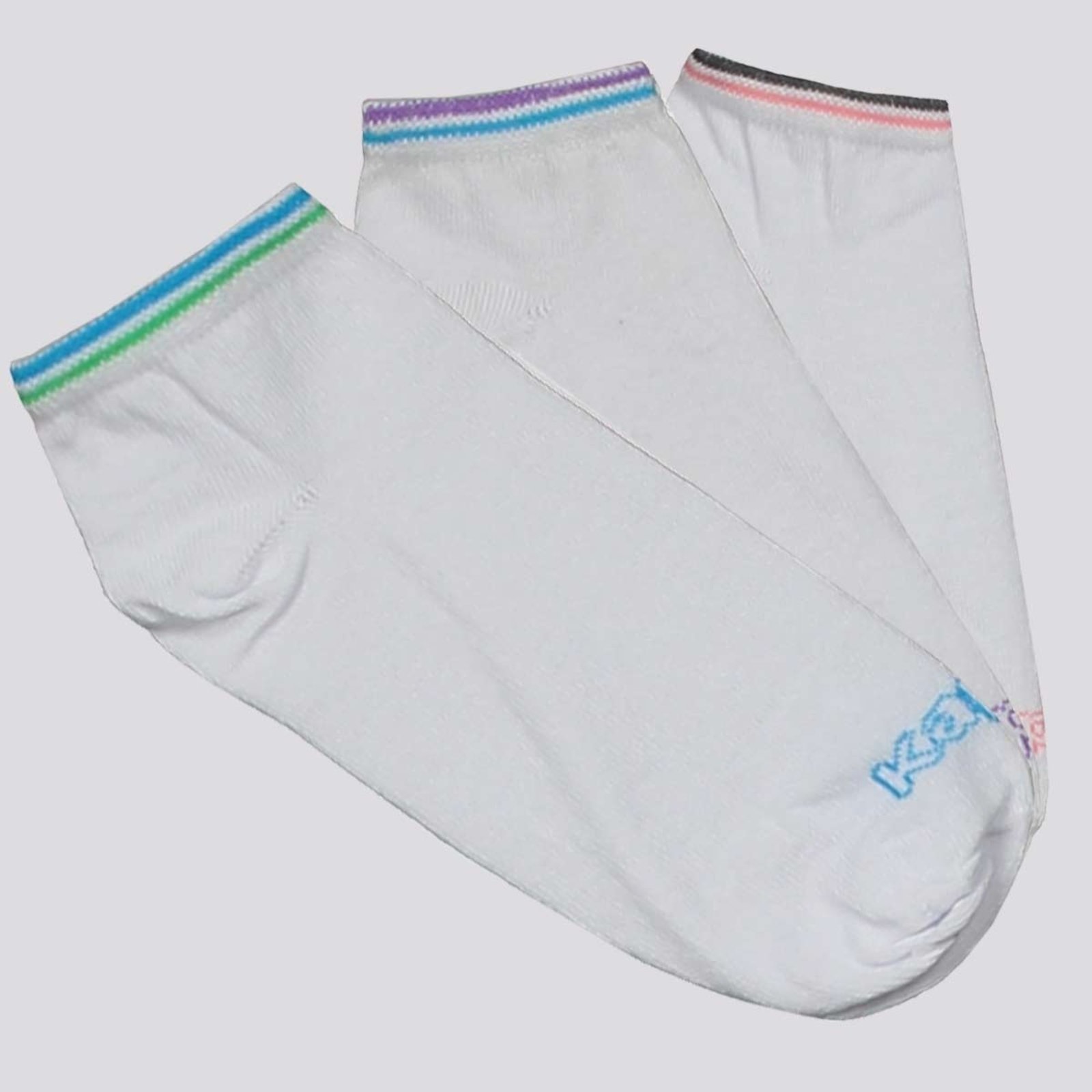 Vista 2 Kit Meia Kappa 3 Pares Sapatilha Branca branco Kappa branco