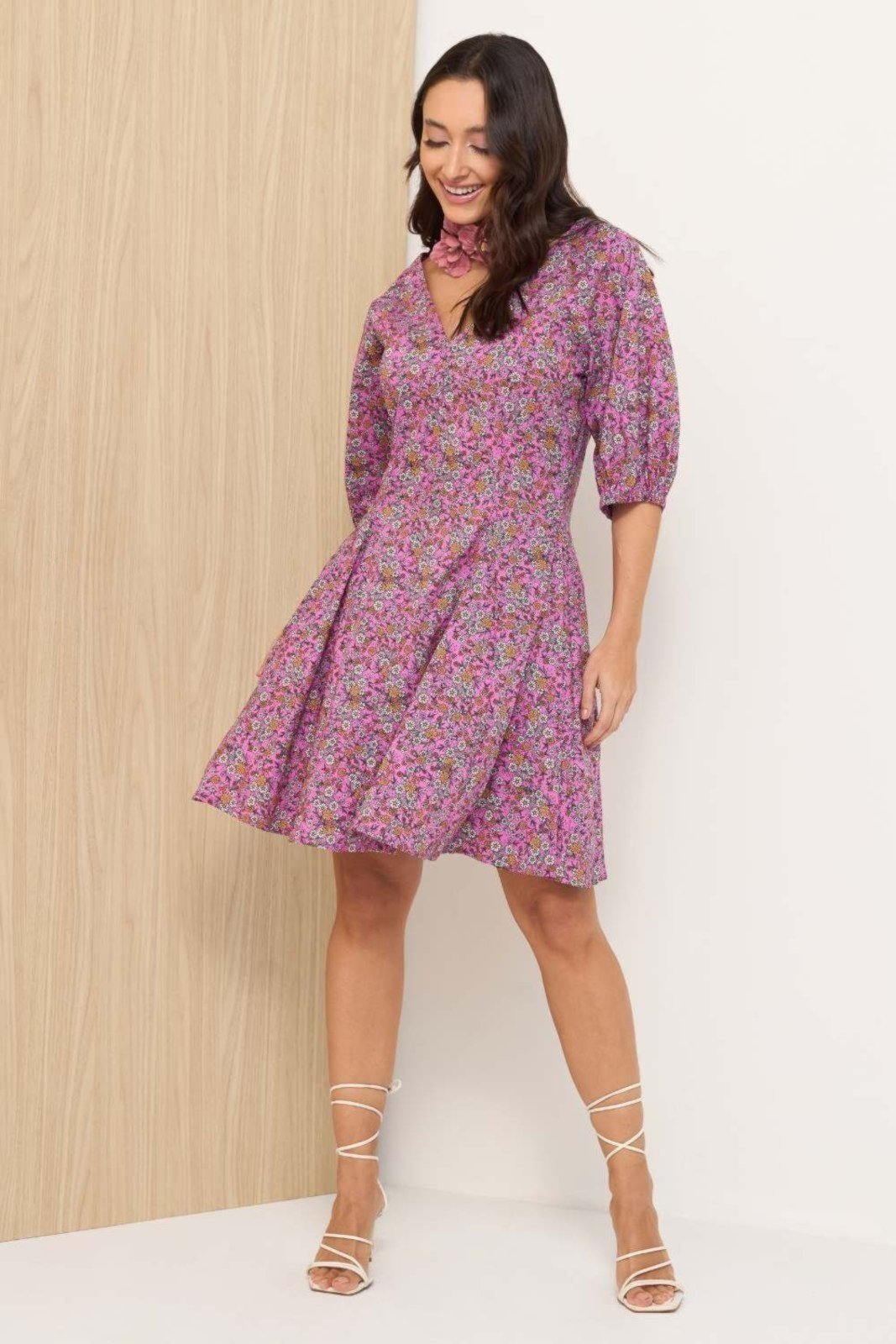 Vestido Vanibele Floral Rosa