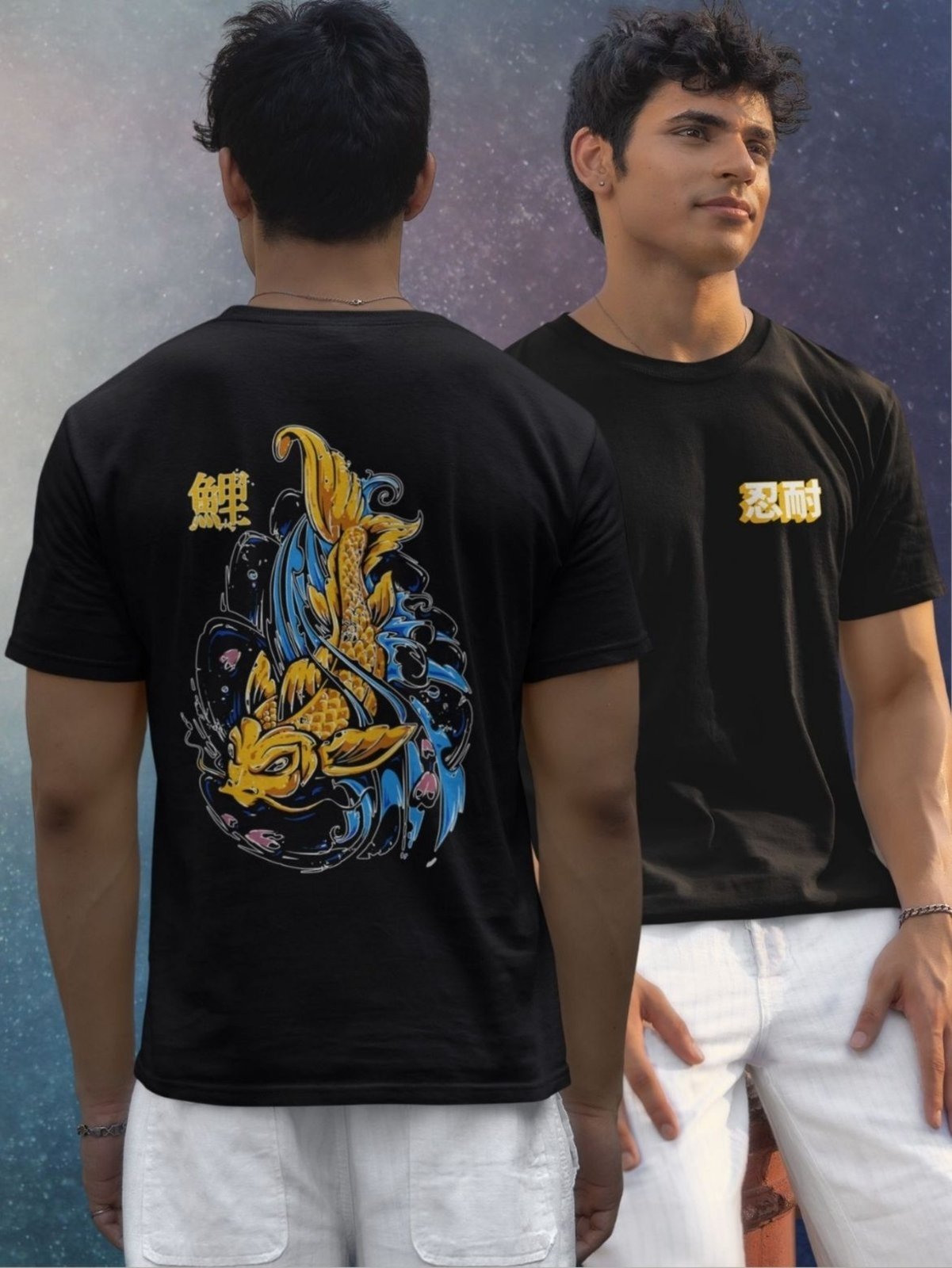 Camiseta Básica Masculina GuGi Carpa Japonesa Preto