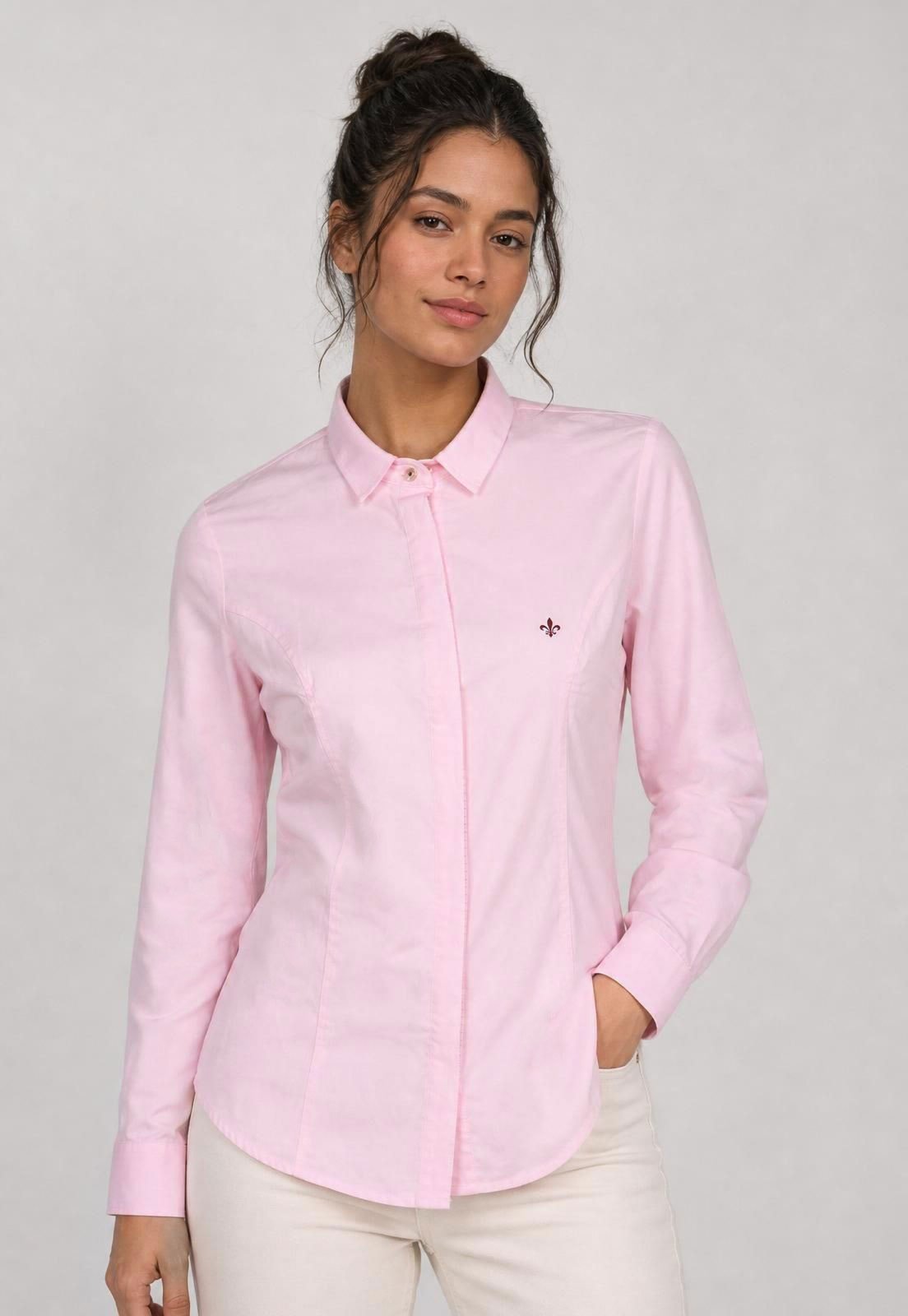 Camisa Feminina Dudalina Logo Rosa
