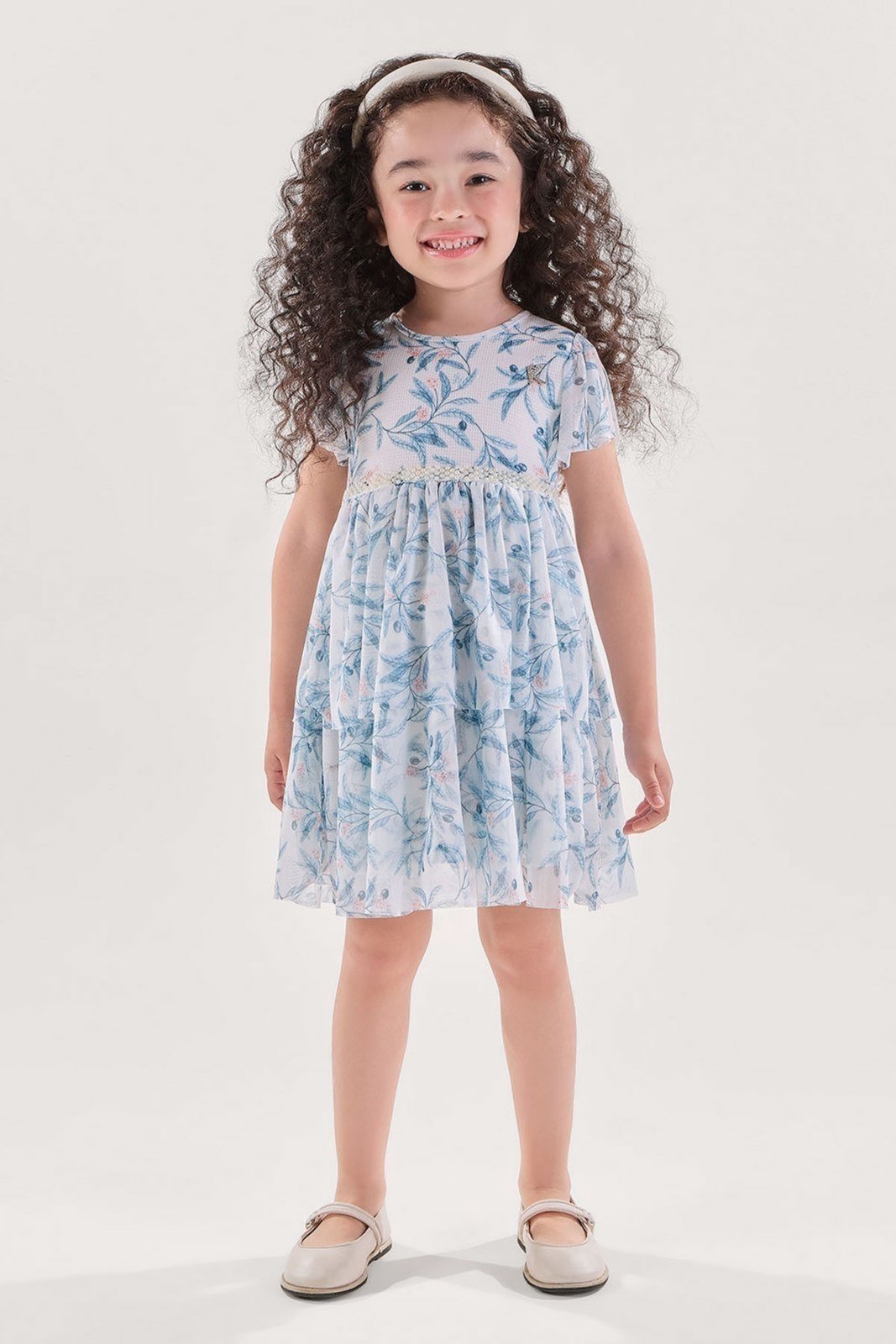 Infantil - Vestido Azul em Tricot com Tule