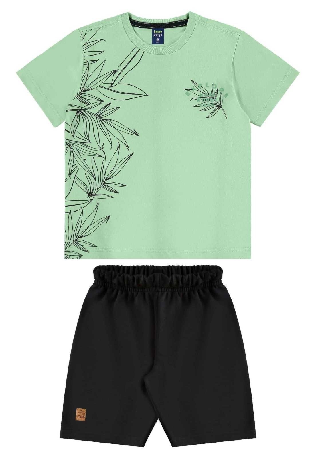 Infantil – Conjunto Camiseta e Bermuda Menino Bee Loop Verde