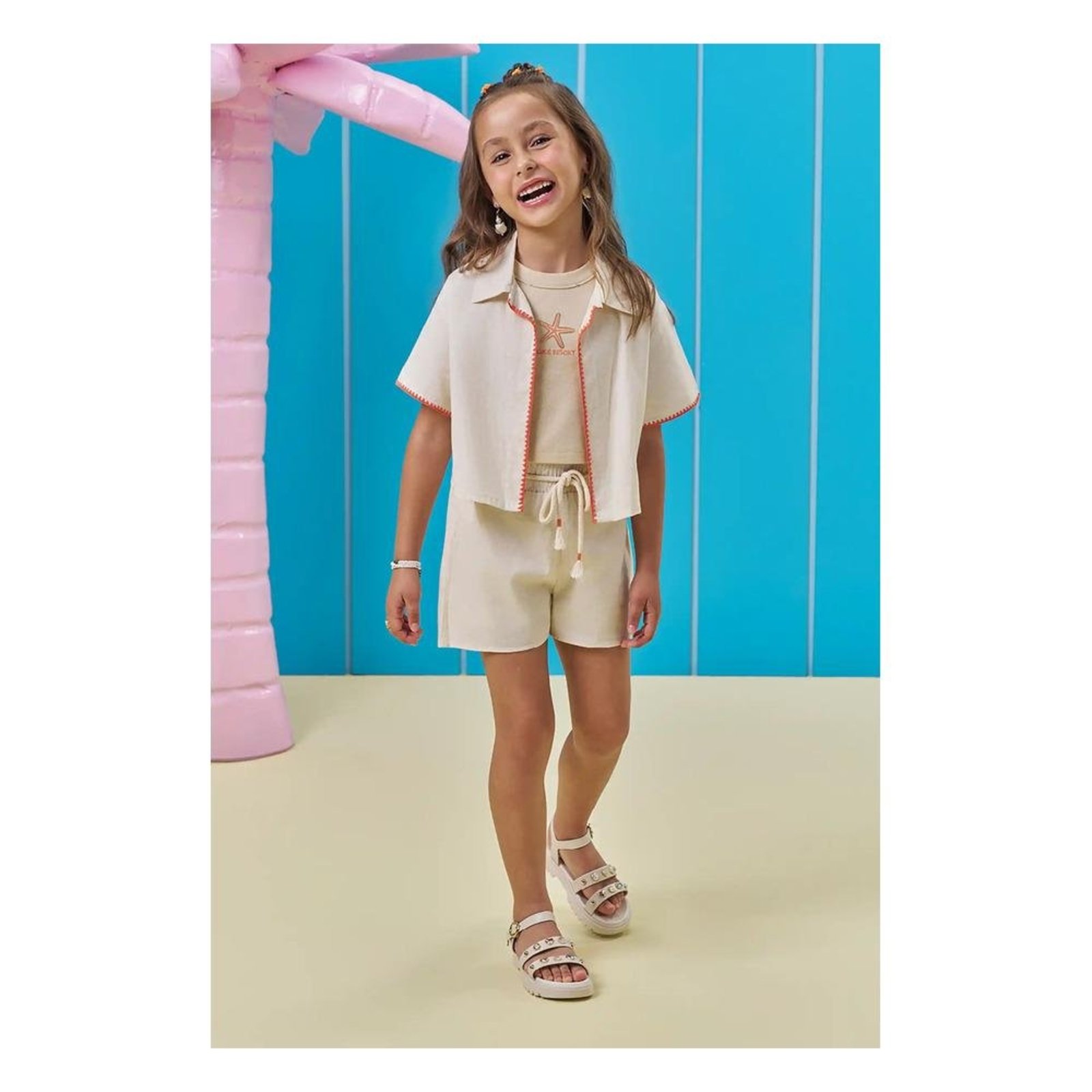 Infantil - Conjunto 3 peças menina Off Kukiê 10 Nude