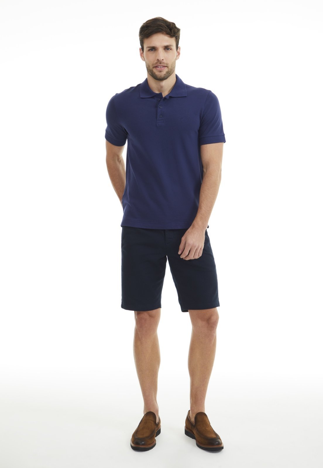Bermuda Sarja Traymon Chino Slim Marinho