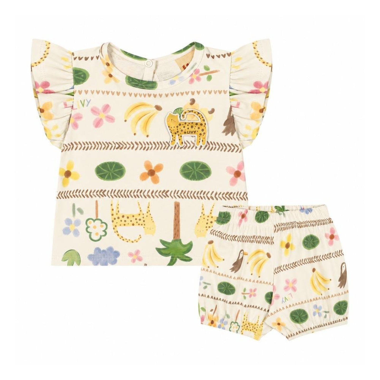 Infantil - Conjunto Camiseta Babado Shorts Livy Off White G Unico