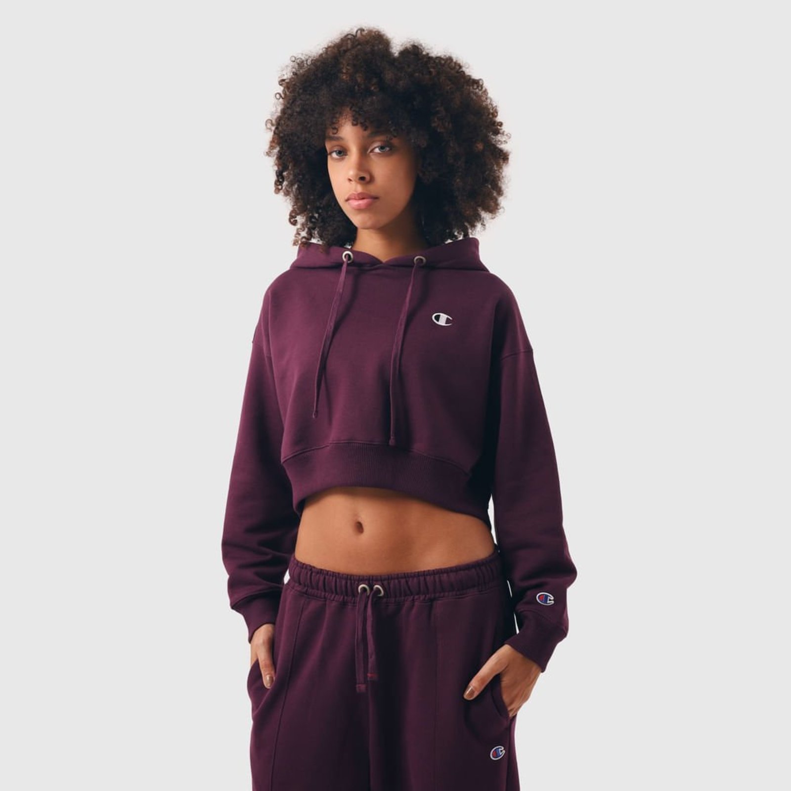 Moletom Champion Athletic Hoodie Cropped C Logo Emb