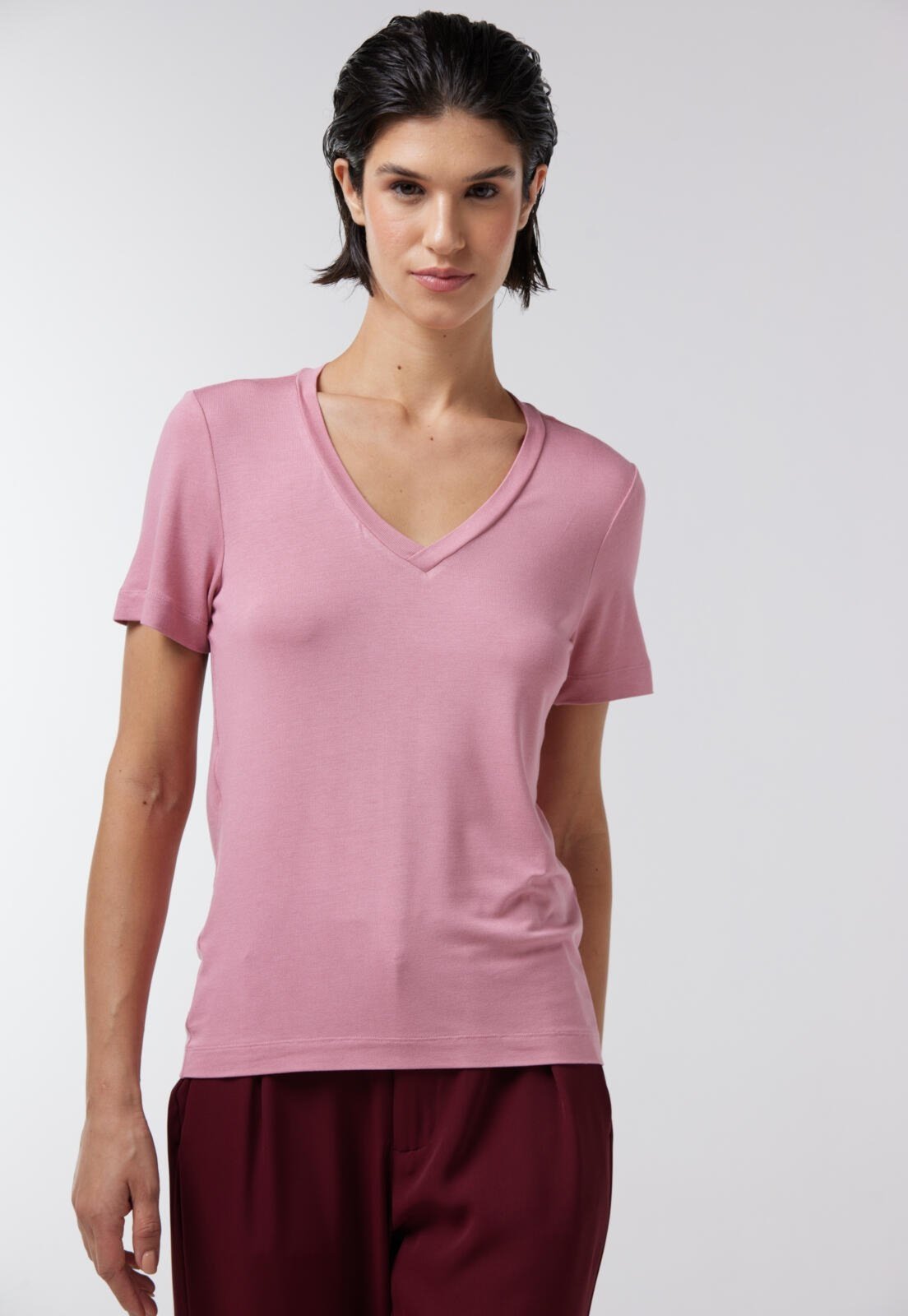 Vista 2 T-Shirt Traymon Decote V Velho Traymon rosa