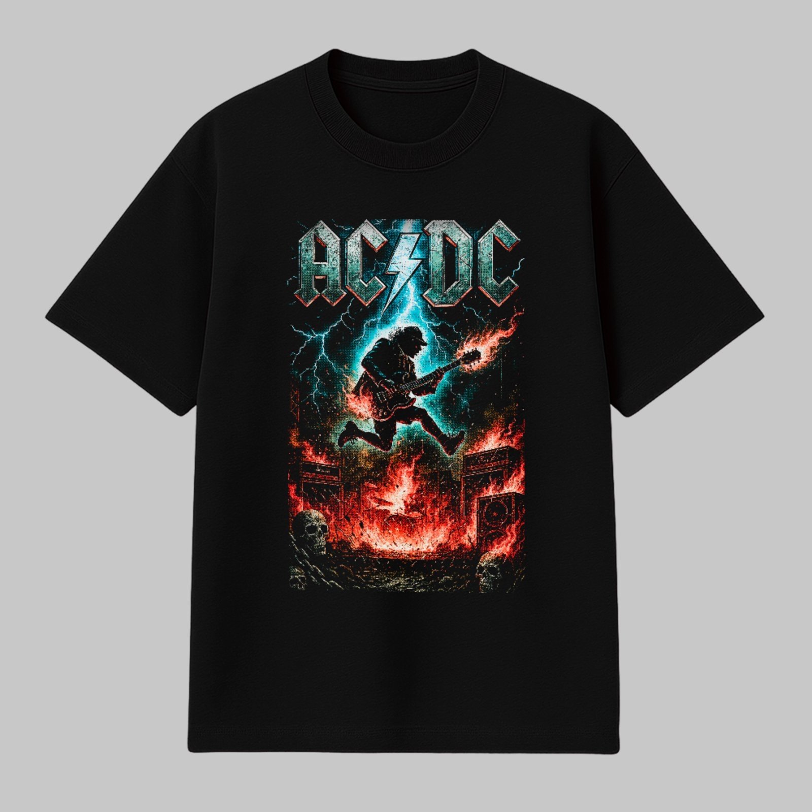 Camiseta Básica AC DC Rock Metal Energia De Palco Intensa Unissex Preto