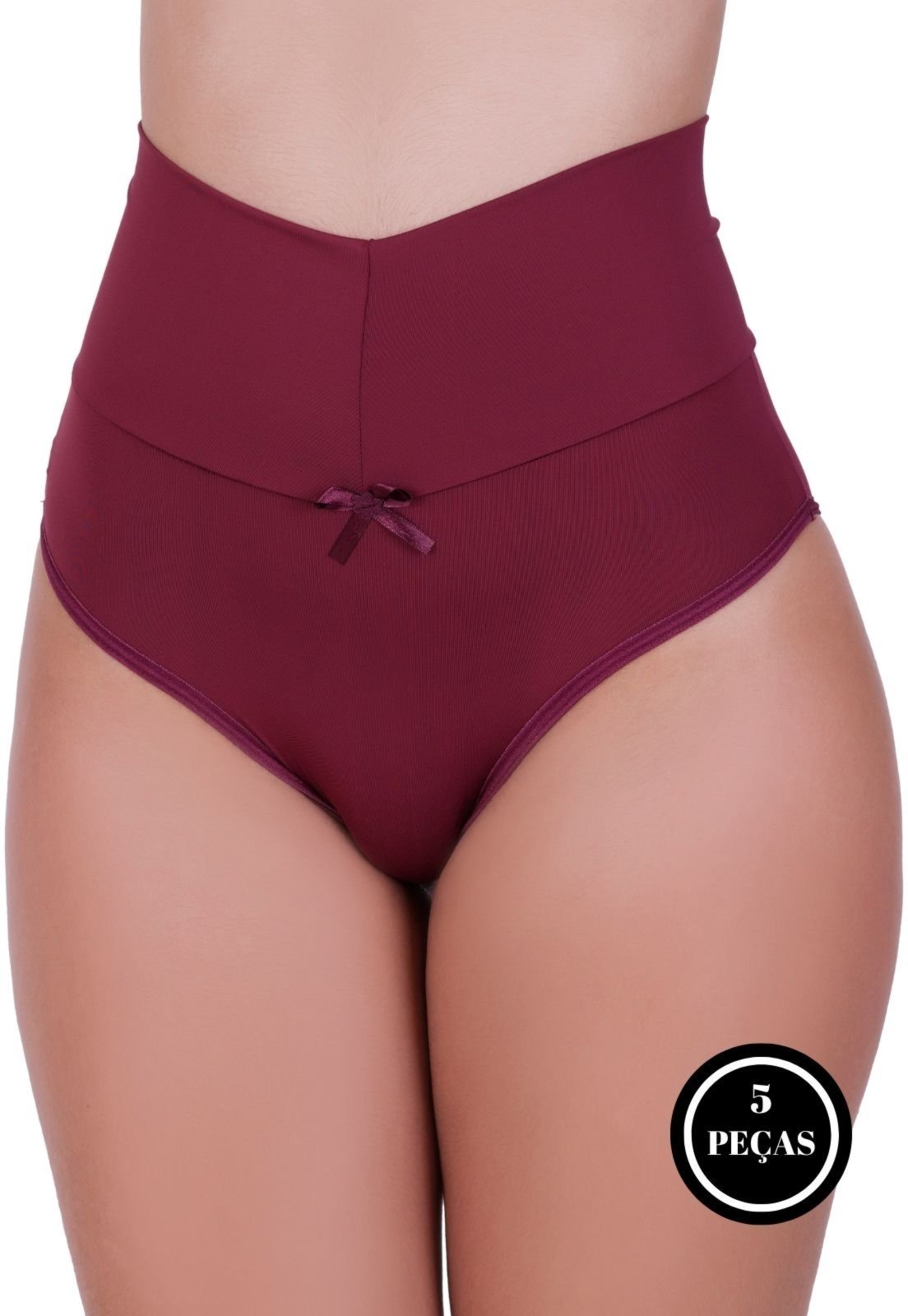 Kit 5 Calcinha Cós Alto Segura Barriga Terra e Mar Tanga Modeladora Pós Parto MULTICOLORIDO