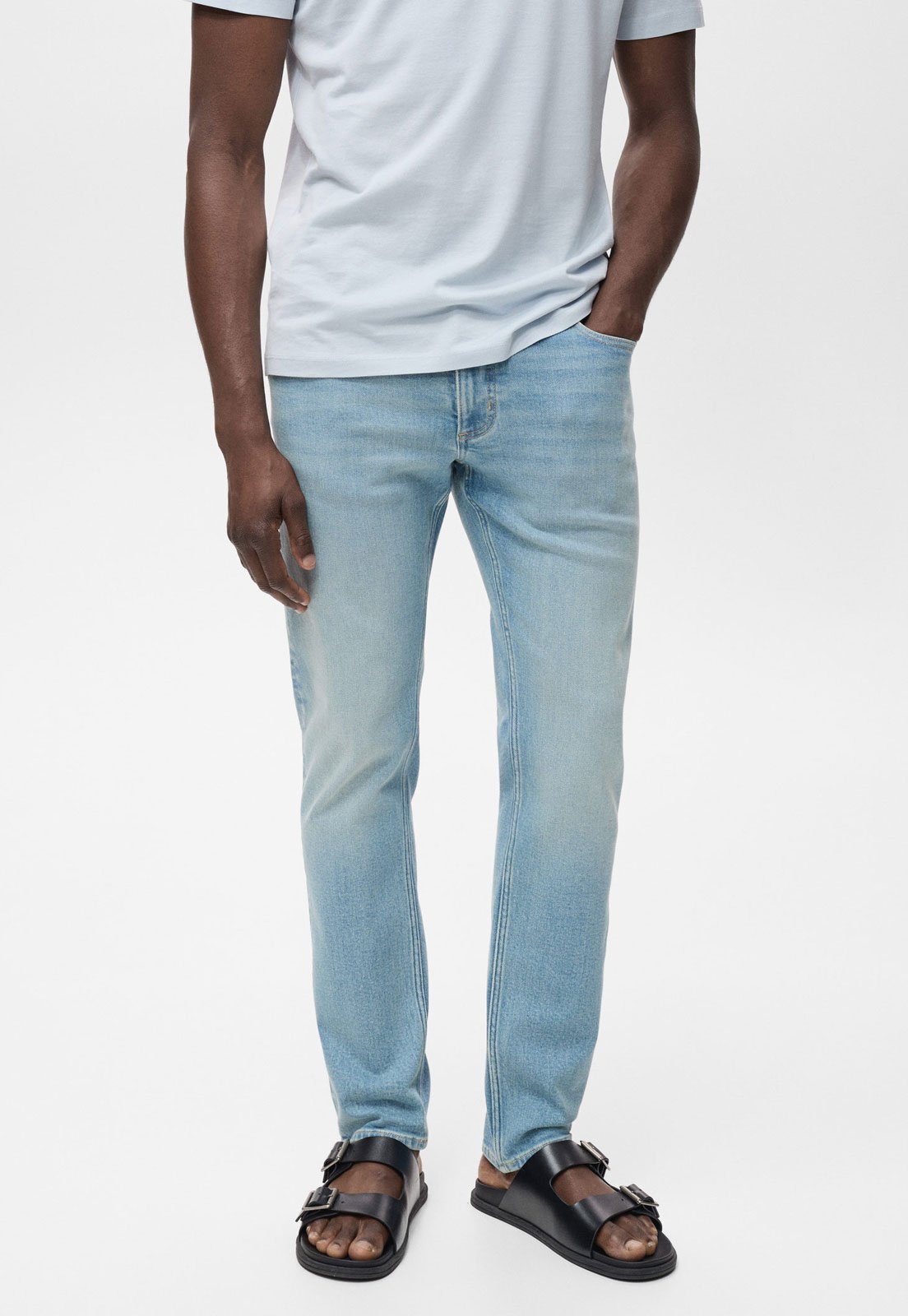 Calça Jeans Masculina Mango Reta Azul Claro