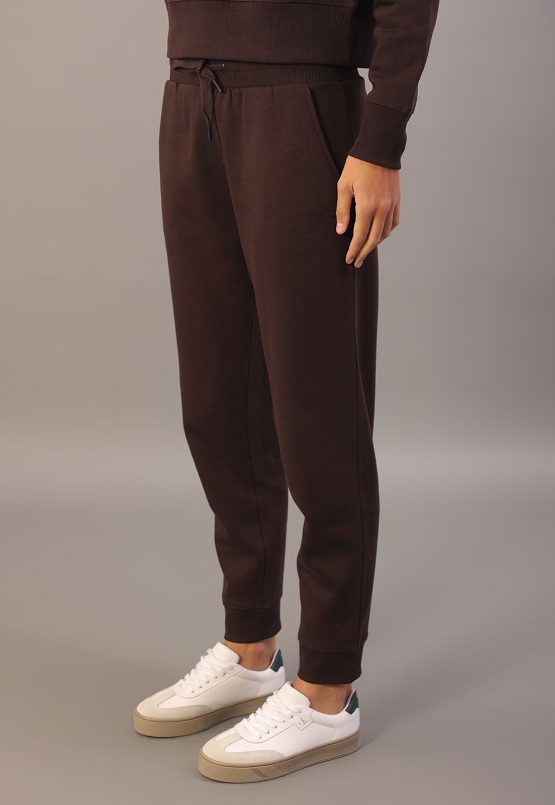 Calça de Moletom Feminina Calvin Klein Jeans Cintura Média Marrom