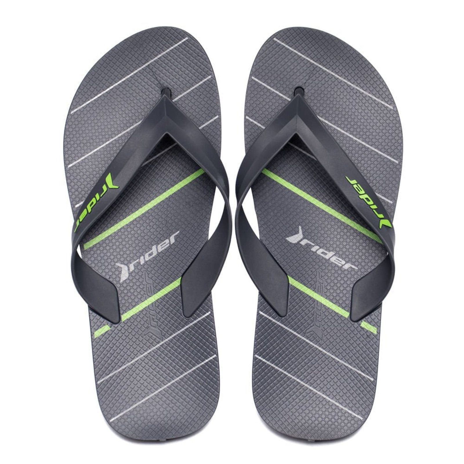Infantil - Chinelo Masculino Rider Feel Urban Tiras Cinza Escuro/Verde