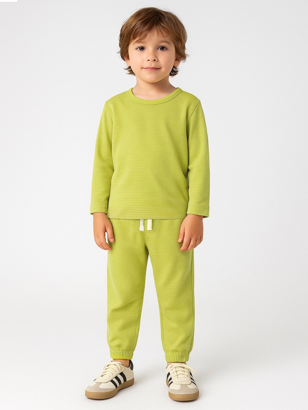 Vista 2 Infantil - Conjunto Bugbee Menino Camiseta Manga Longa e Calça Malha Suedine Verde Abacate amarelo/verde verde Bugbee amarelo/verde verde