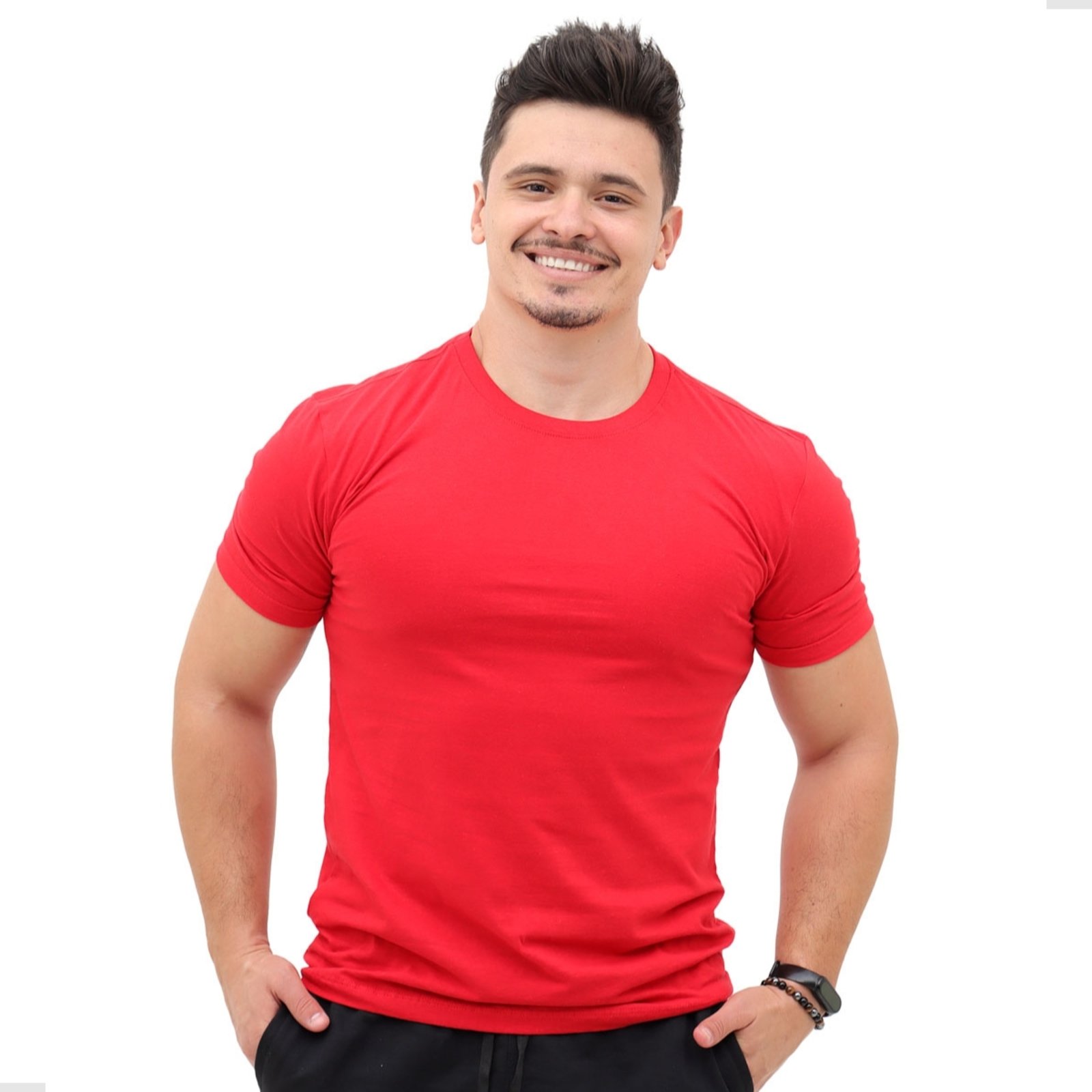 Camiseta Vermelho Masculina Básica Algodão Lisa Techmalhas