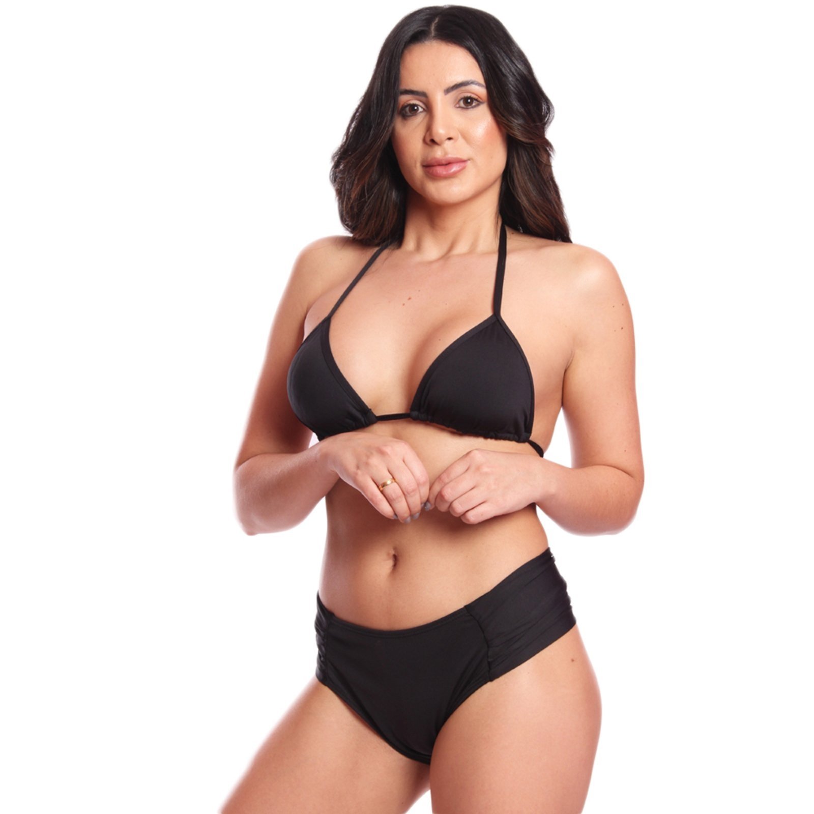 Biquini FMF Moda Praia Conjunto Piscina Tangão Largo Preto