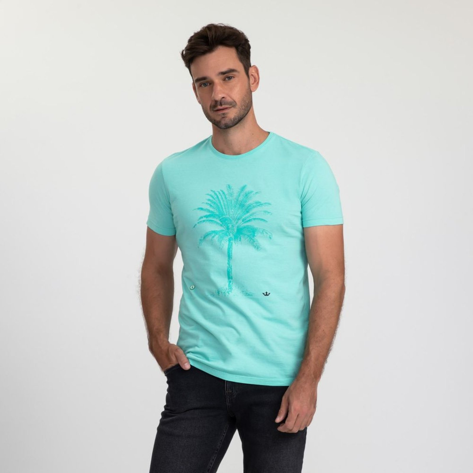 Camiseta Manga Curta Docthos Slim Summer Night Plants Camiseta Manga Curta Docthos Slim Summer Night Plants 130 Azul Piscina Eg