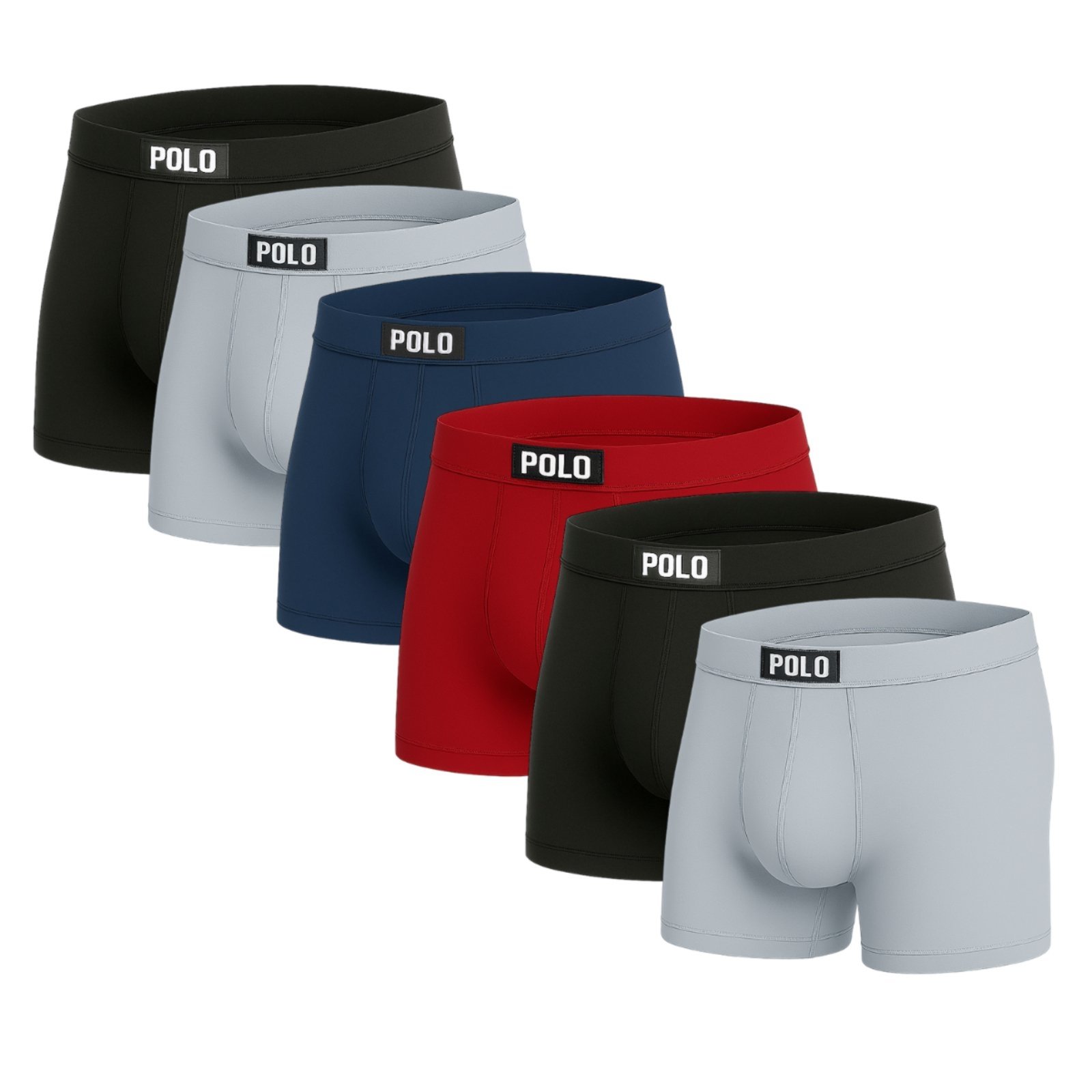 Kit 6 Cuecas Boxer Viscose Polo Star Masculina Toque Gelado Sortido