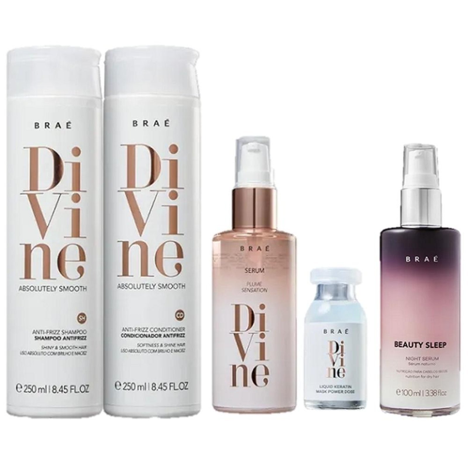 Brae Divine Kit Duo 250ml Serum Plume 60ml Ampola 13ml e Beauty Sleep 100ml