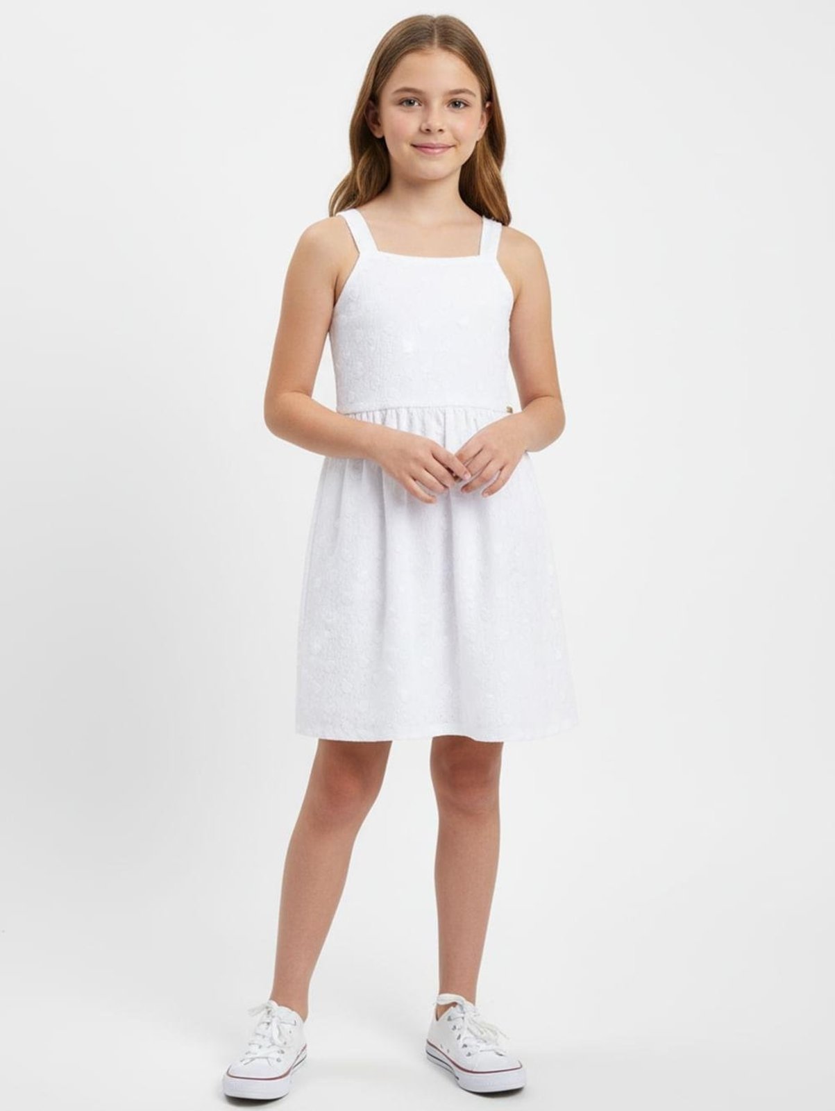 Vestido Laise Juvenil Para Menina - BRANCO