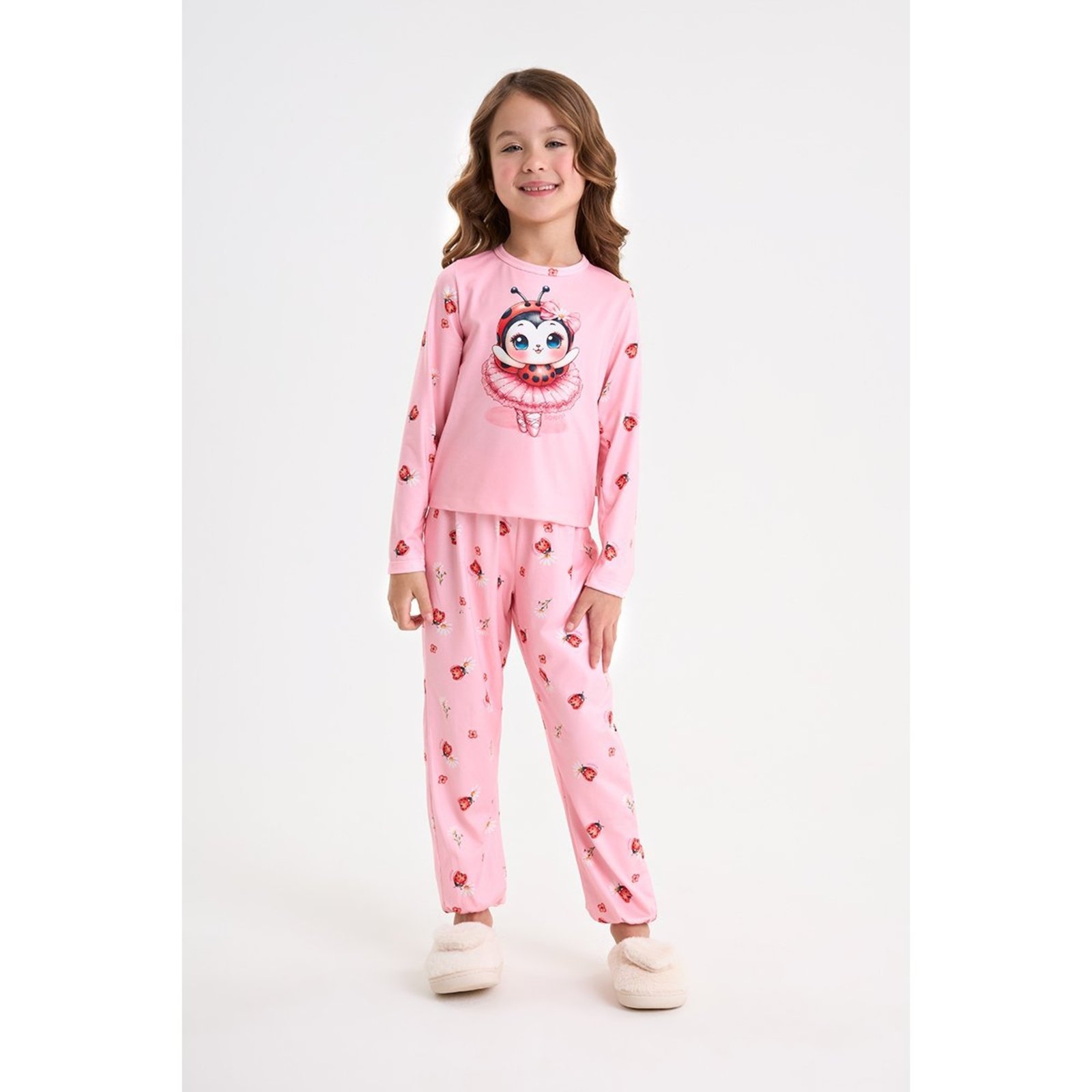 Infantil - Pijama Feminino Blusa e Calça em Modal