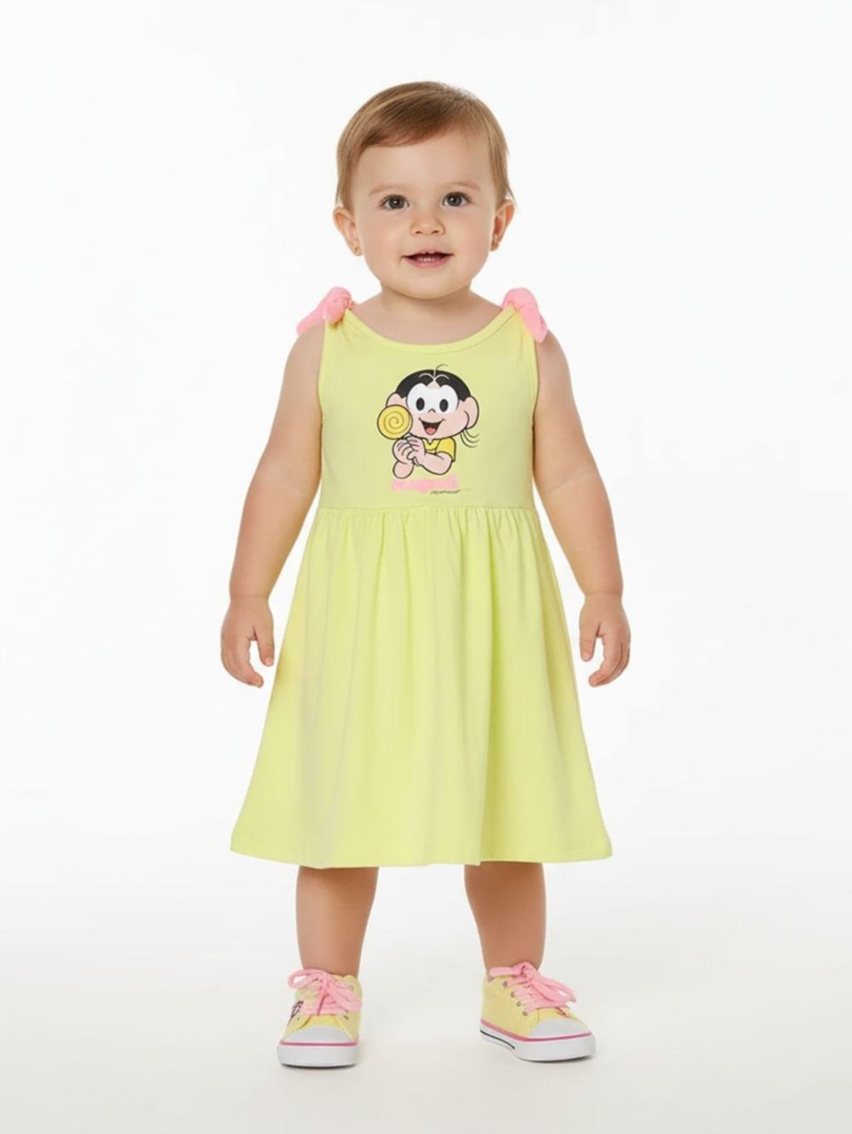 Vestido Meia Malha Para Menina - AMARELO