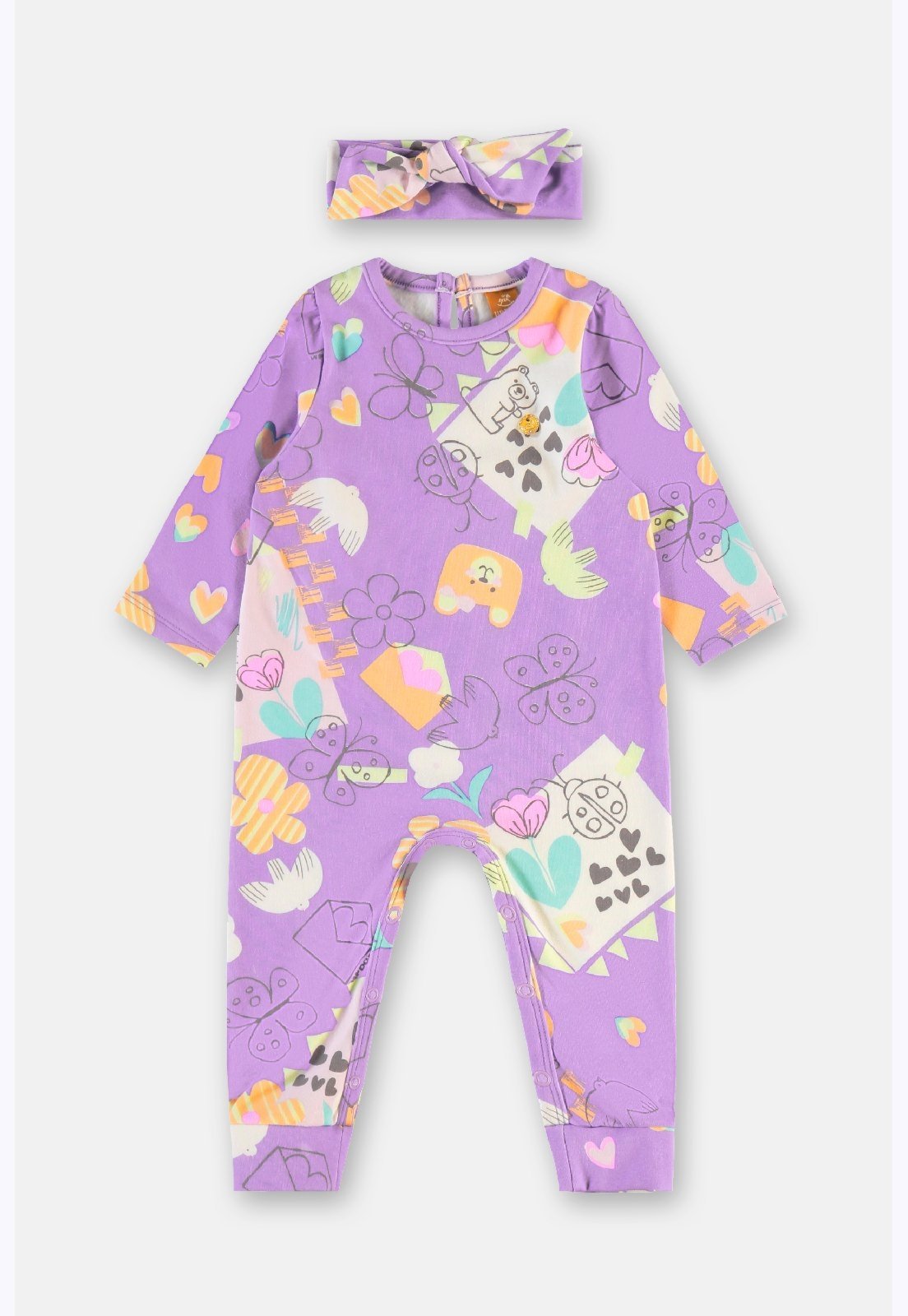 Infantil - Macacão Menina Faixa Cabelo Up Baby Azul
