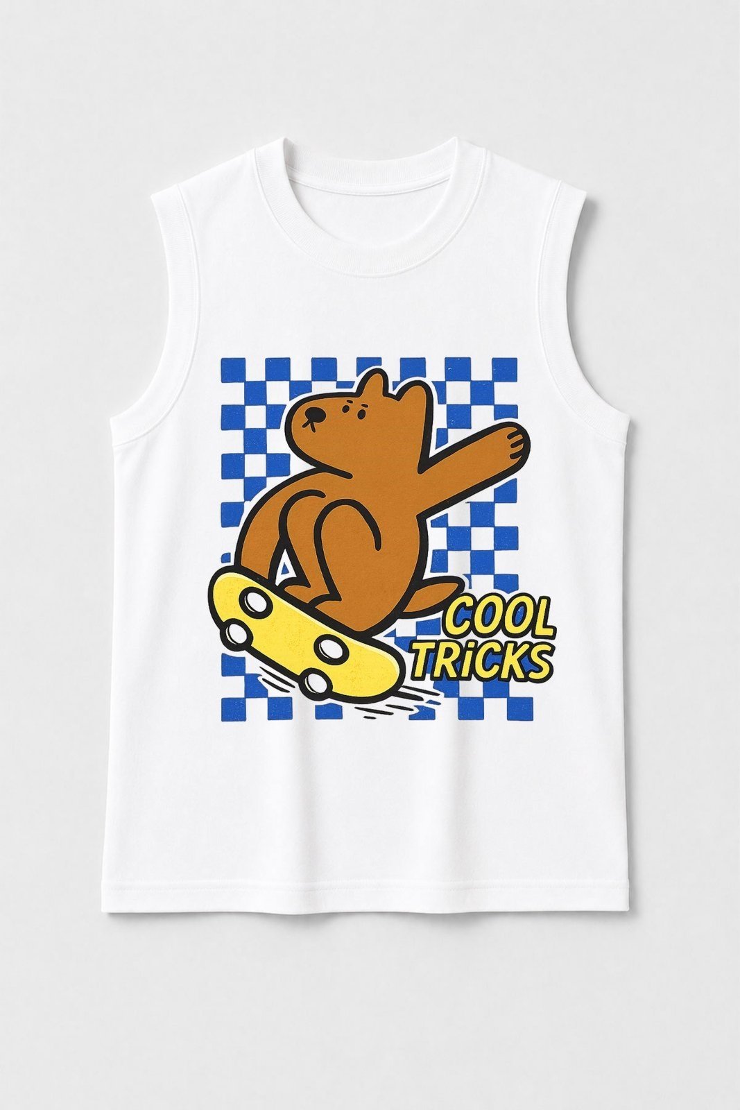 Infantil - Camiseta Regata Masculina Algodão Cool Tricks Branca - Babei no Look