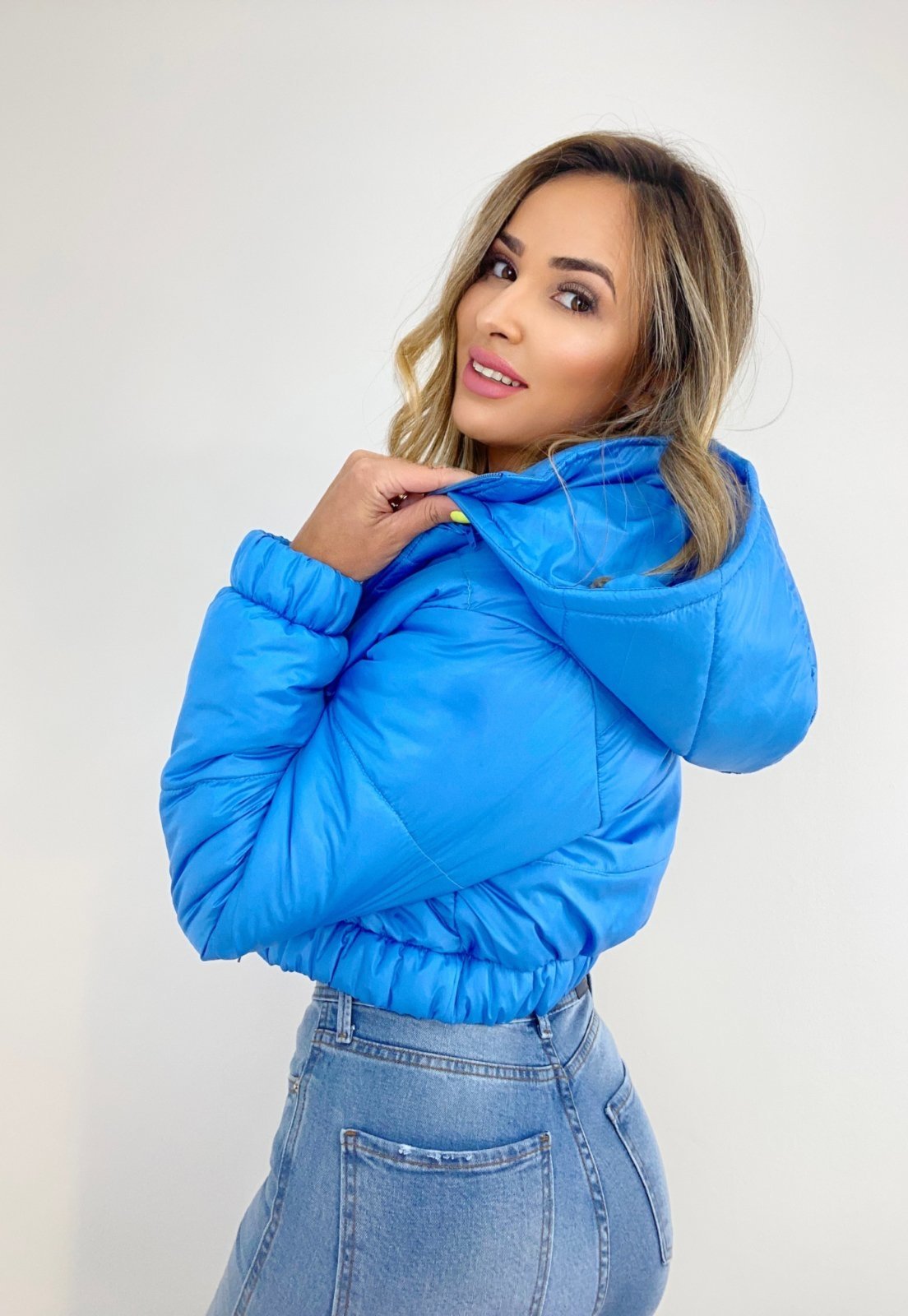 Jaqueta Puffer Curta Azul