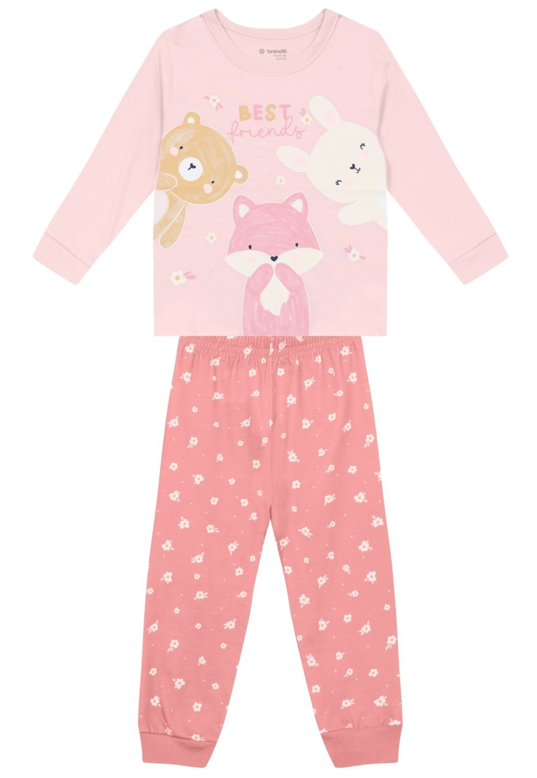 Infantil - Pijama menina animais que brilha no escuro Brandili