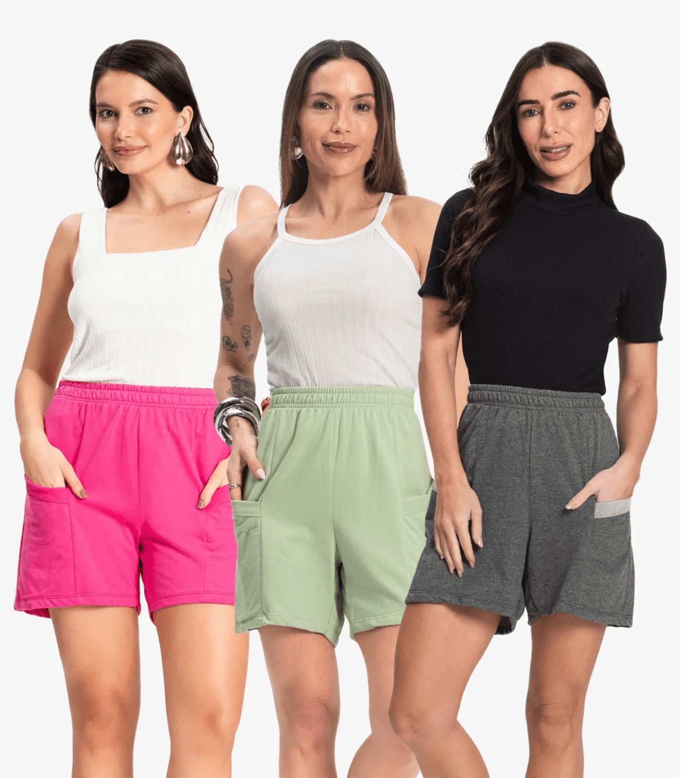 Kit 3 Shorts Femininos Moletinho Infinita Cor Sortido